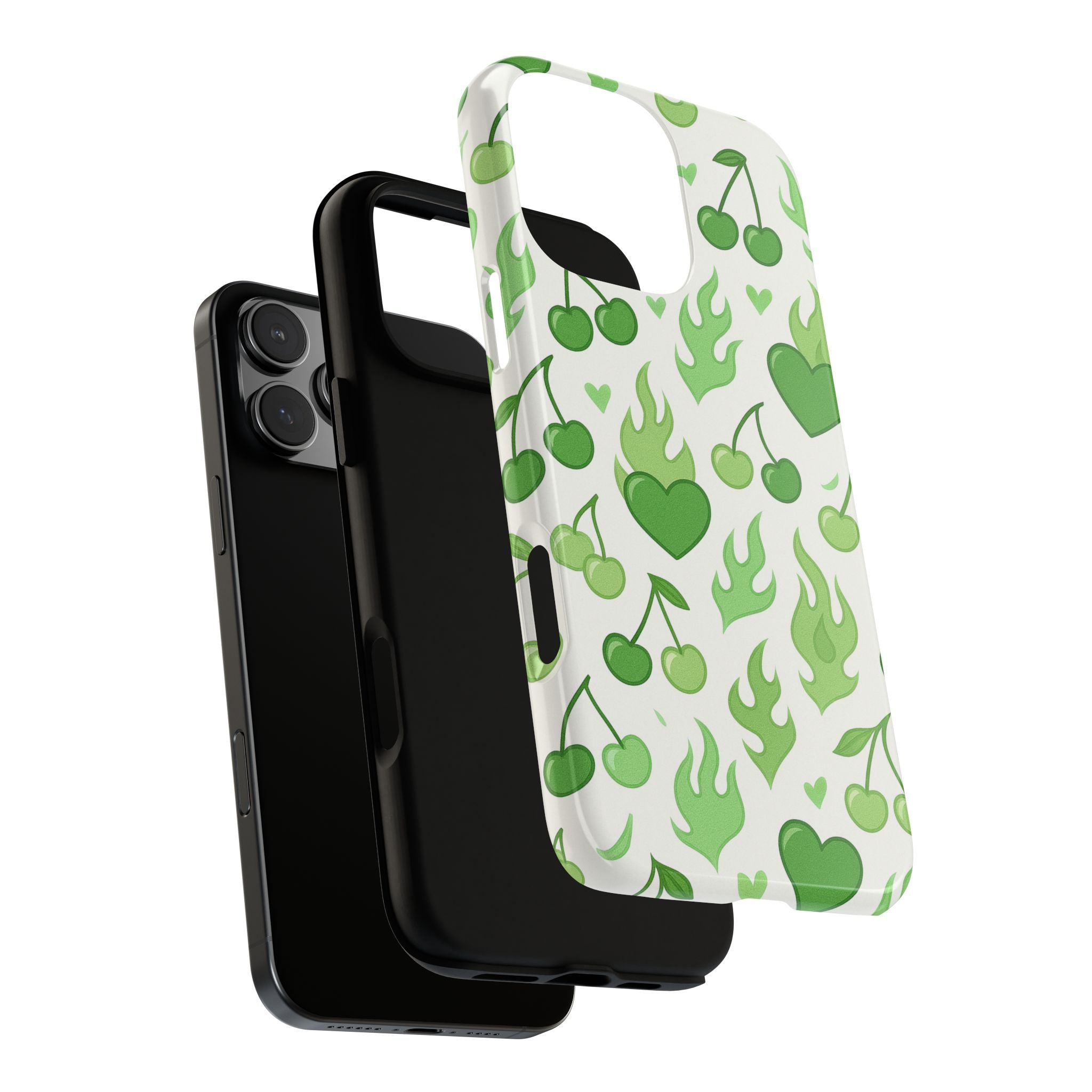 Green Flame Hearts Phone Case