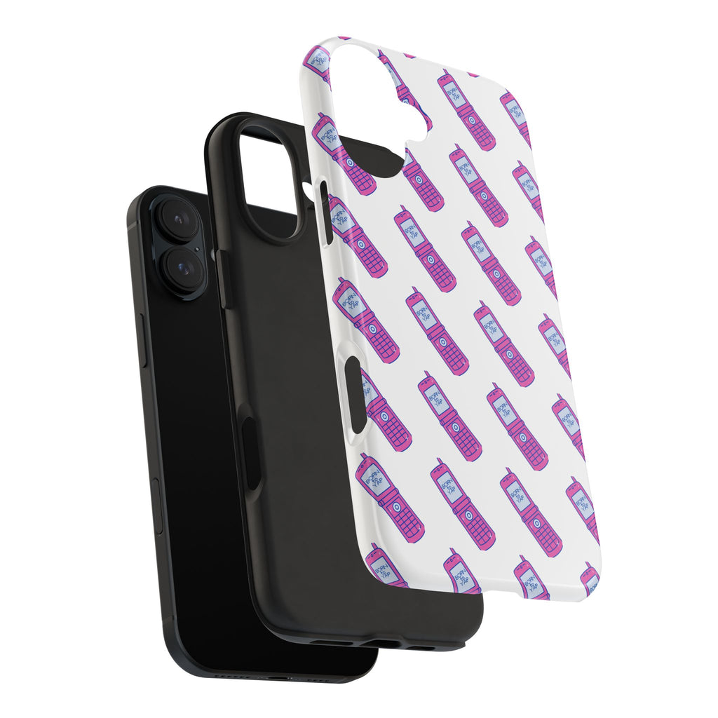 Retro Purple Born to Yap Flip Phone Phone Case | 90s Pattern, Cute Tech Design