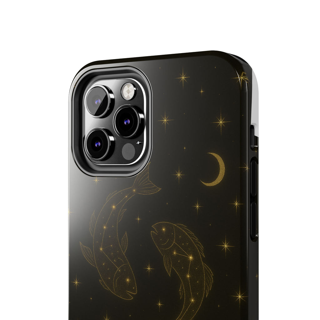 Pisces Zodiac Tough Phone Case — Gold Koi Constellation Design