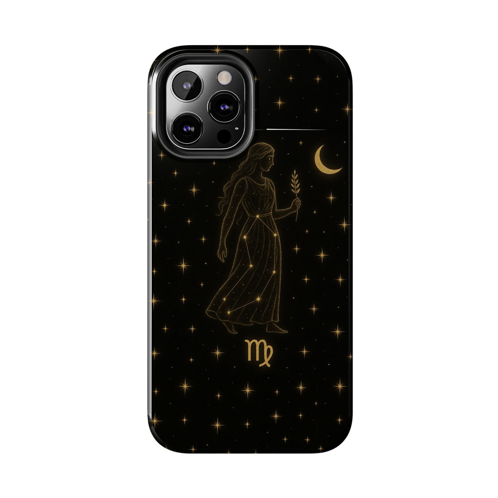 Virgo Tough Phone Case — Gold Constellation Zodiac Design
