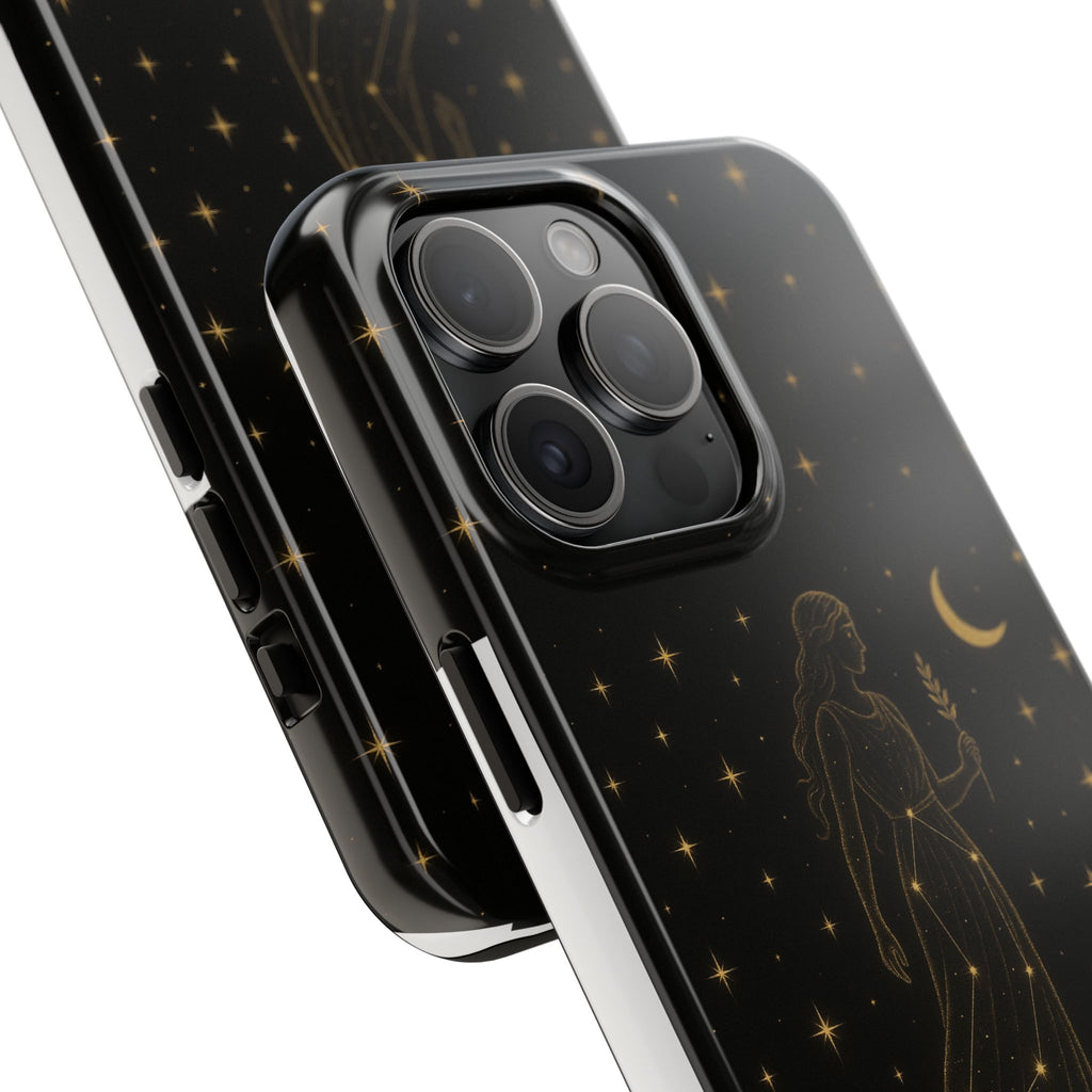 Virgo Tough Phone Case — Gold Constellation Zodiac Design