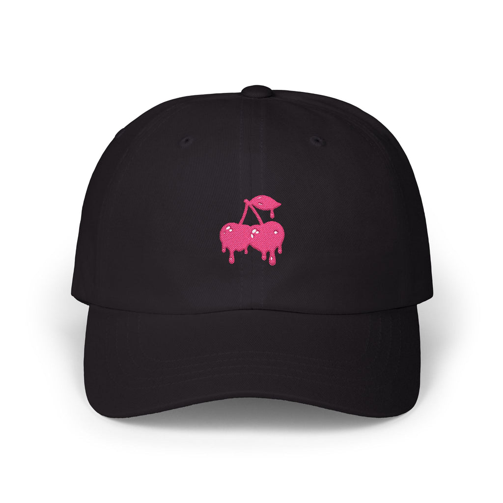 Drippy Pink Cherries Ball Cap Embroidered