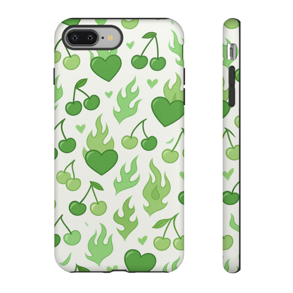 Green Flame Hearts Phone Case
