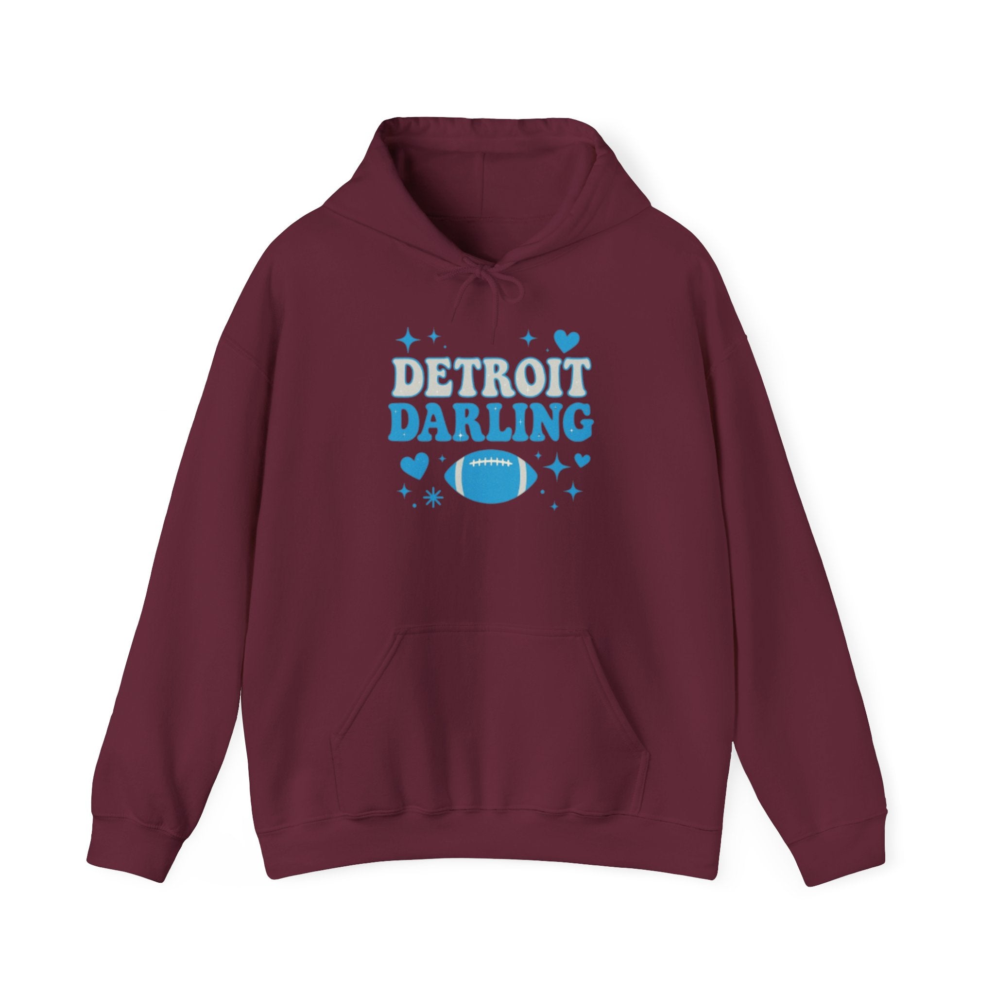 Detroit Darling Hoodie — Cute Blue Football Girlie Fan Pullover