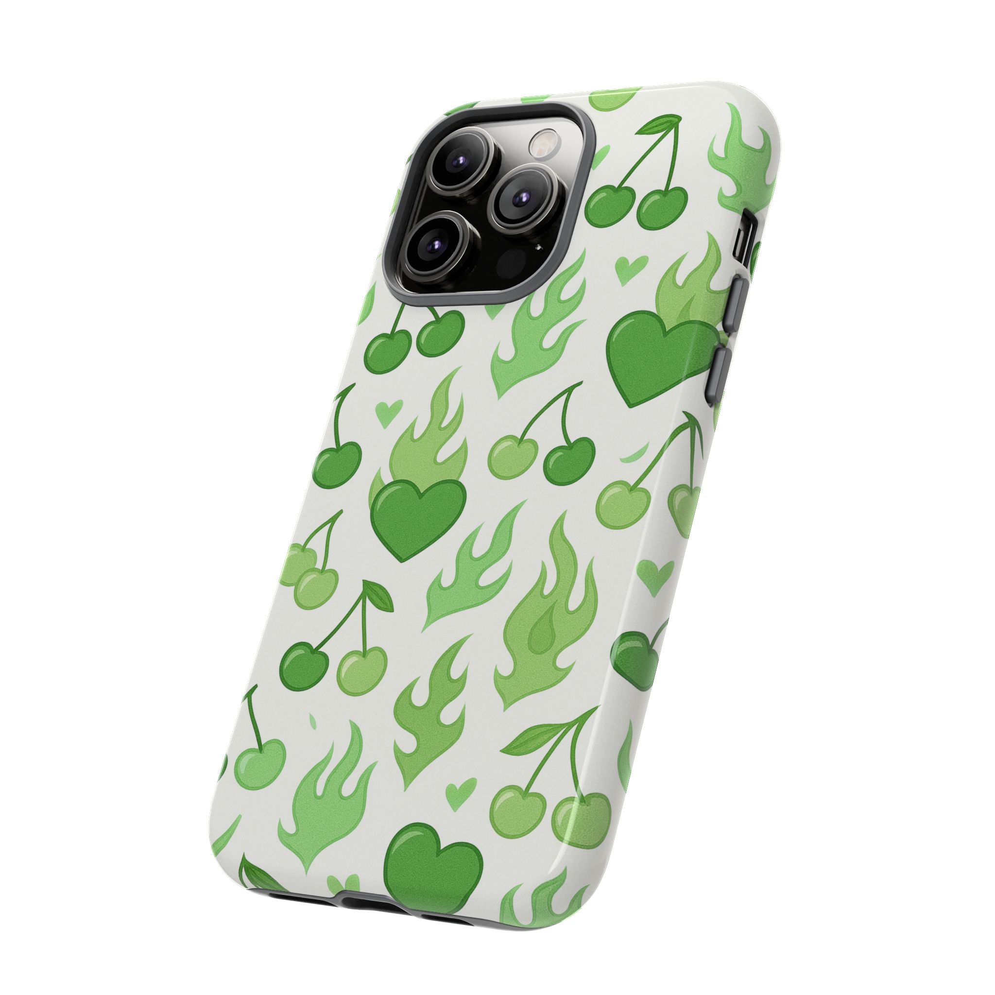 Green Flame Hearts Phone Case