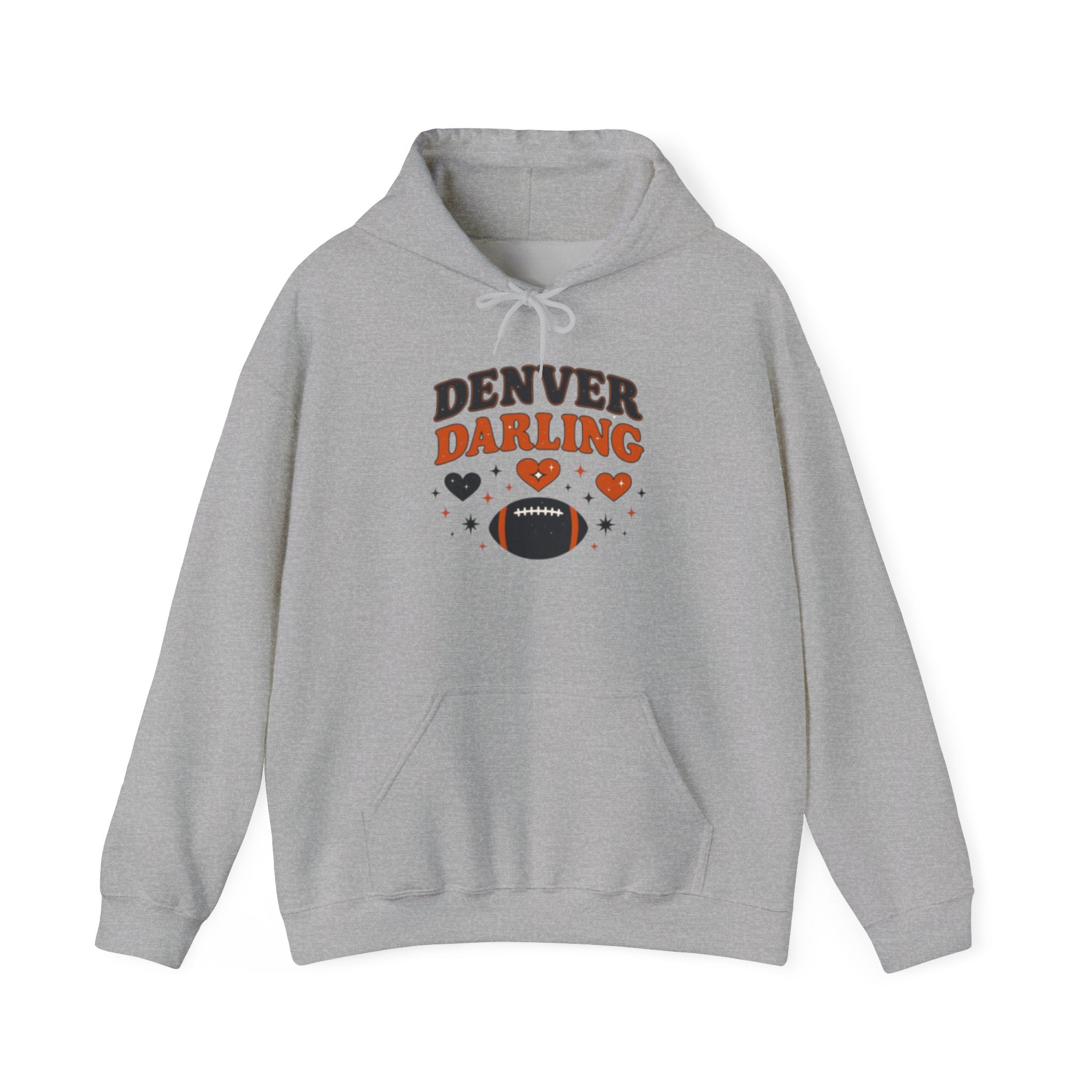Denver Darling Hoodie — Cute Football Fan Pullover with Hearts