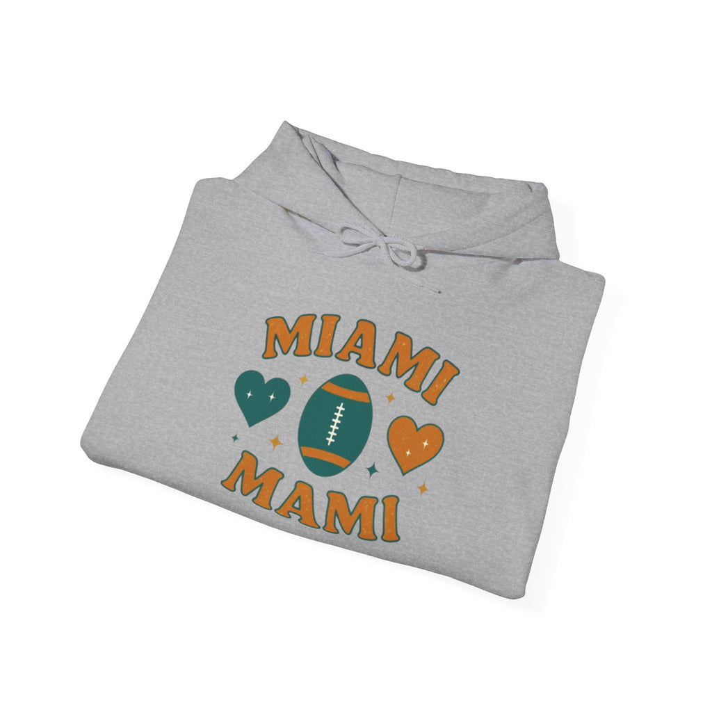 Miami Mami Football Hoodie — Retro Heart Game Day Sweatshirt