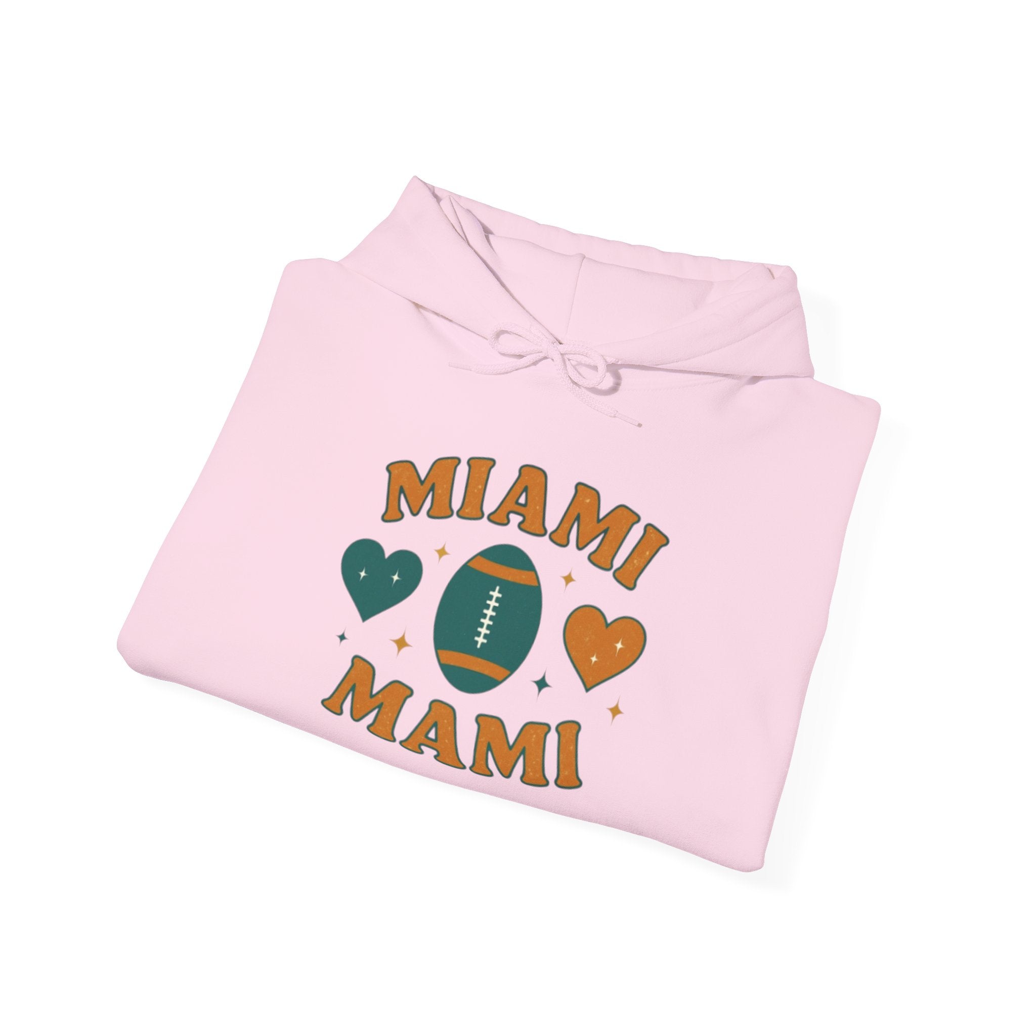 Miami Mami Football Hoodie — Retro Heart Game Day Sweatshirt