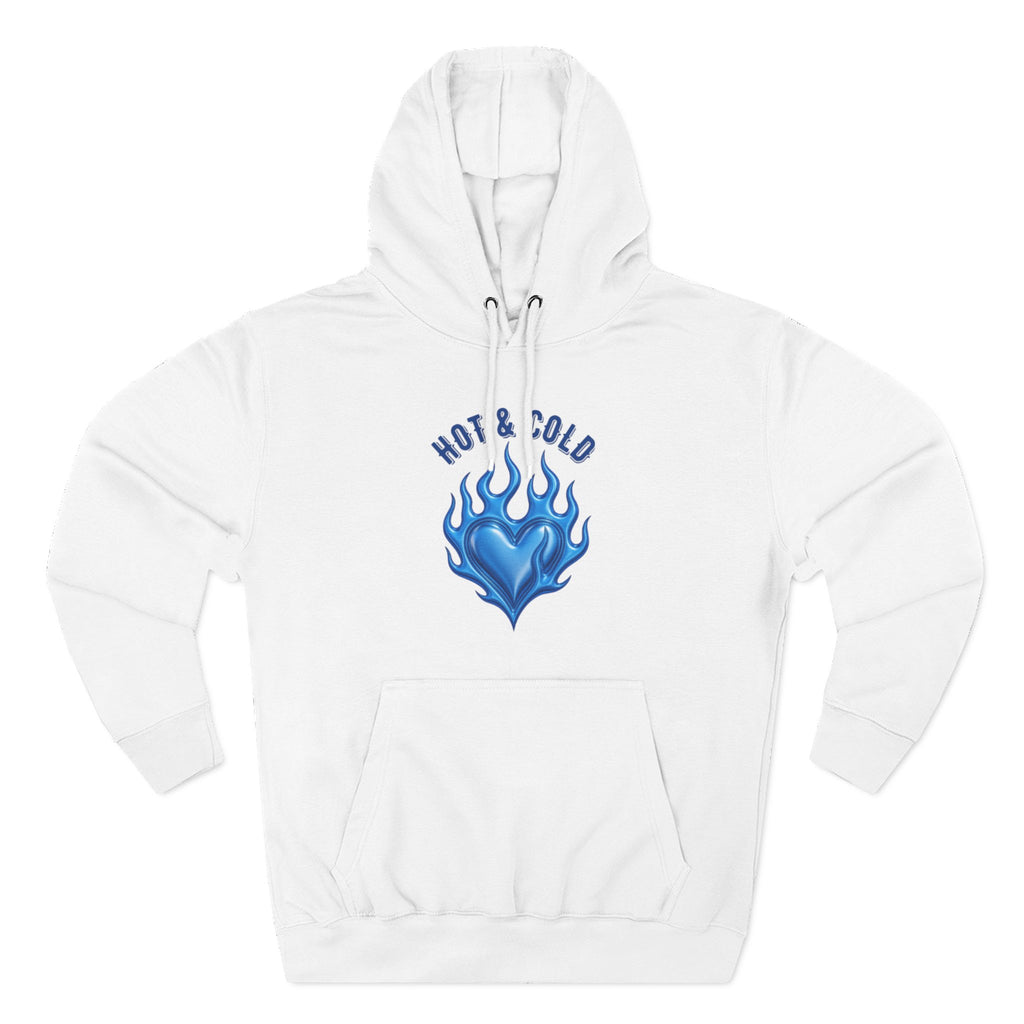 Hot & Cold Blue Flame Hoodie — Graphic Fleece Pullover