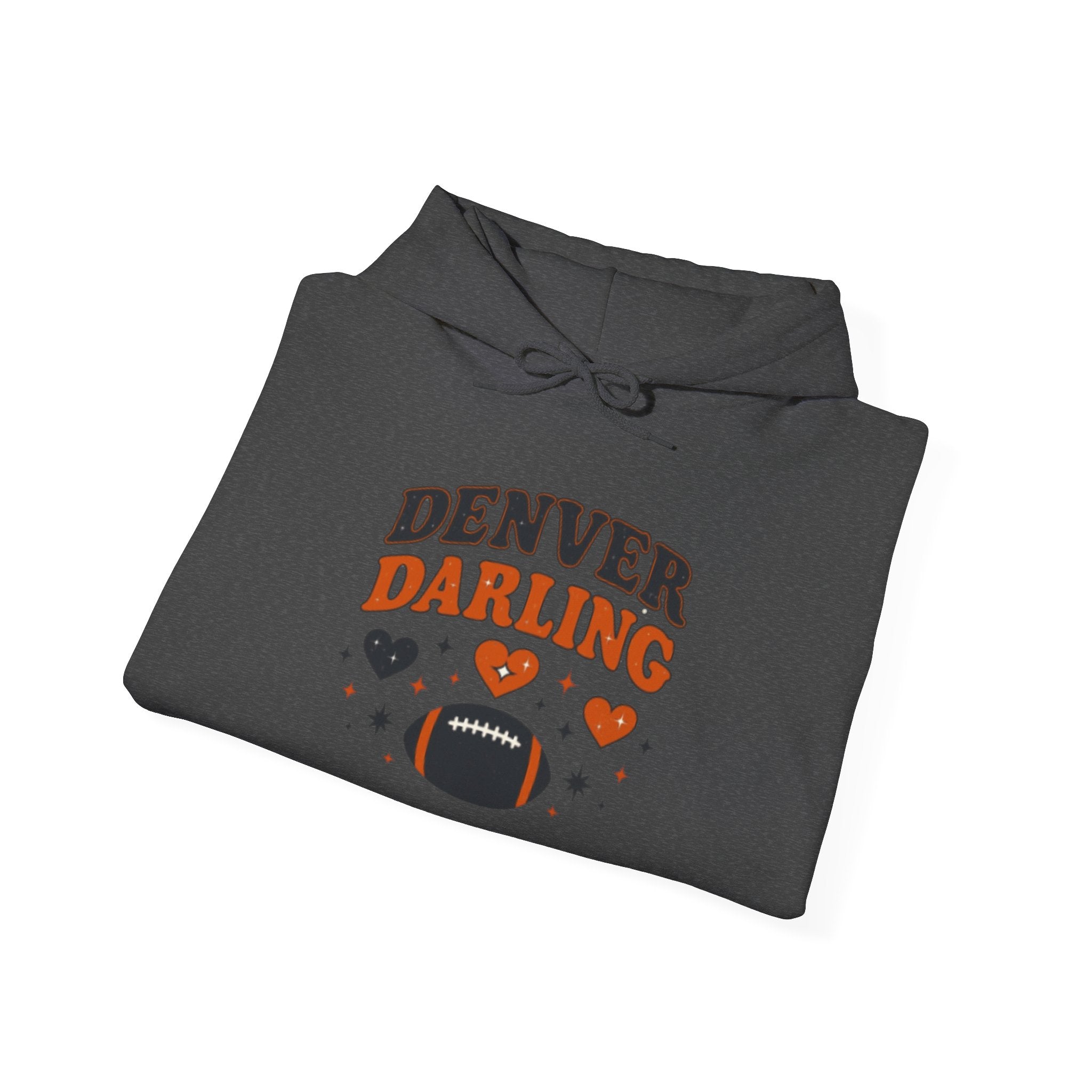 Denver Darling Hoodie — Cute Football Fan Pullover with Hearts