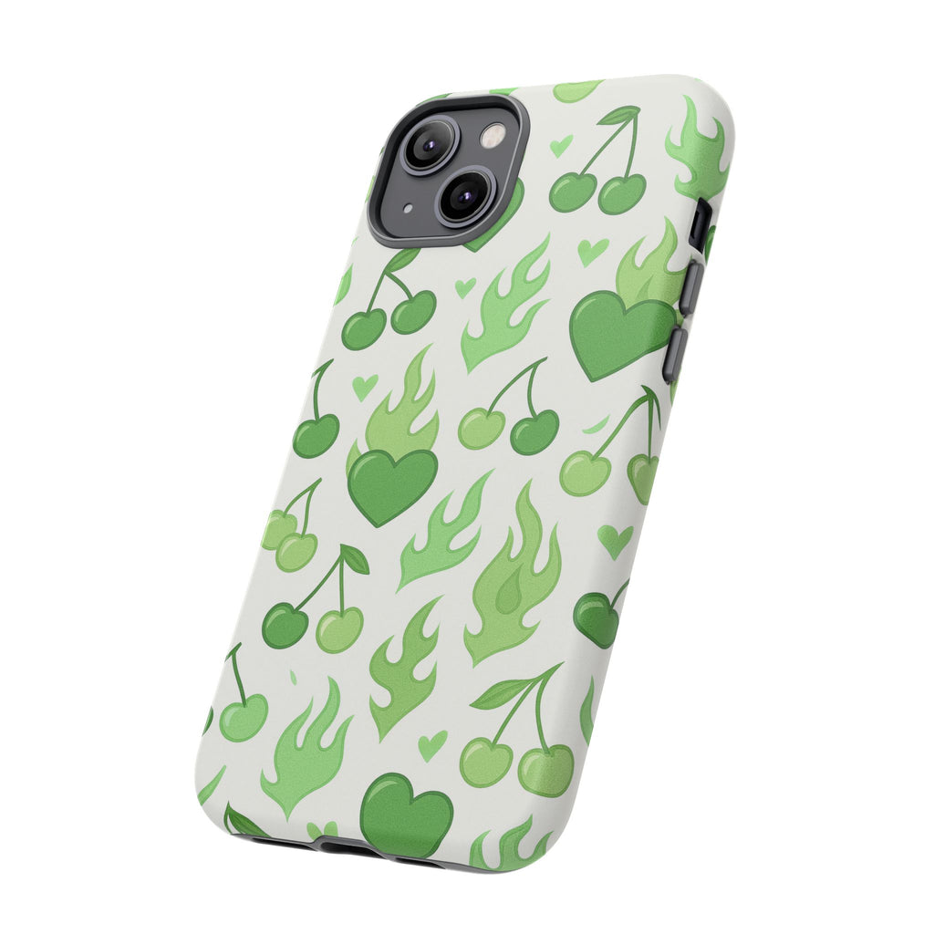 Green Flame Hearts Phone Case