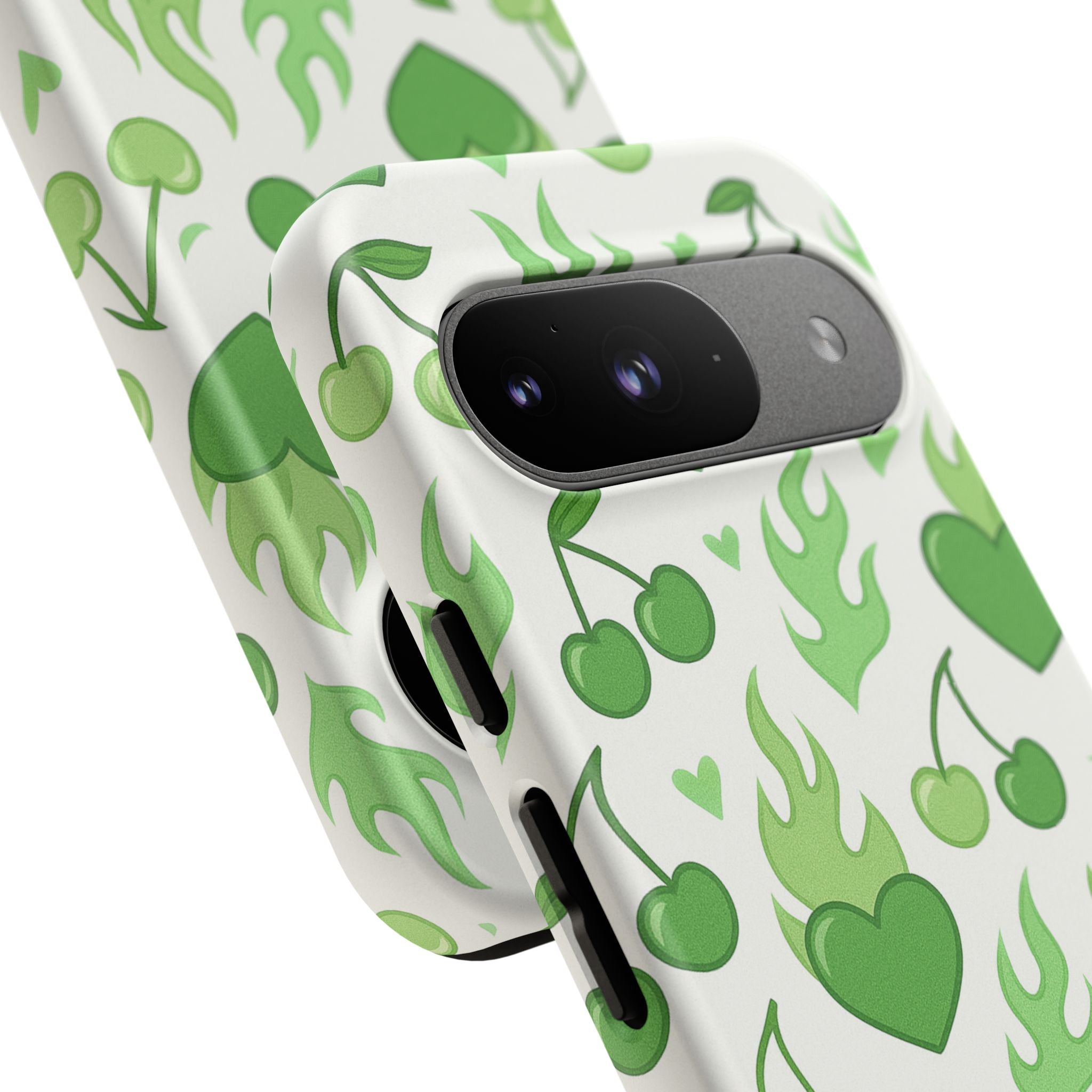 Green Flame Hearts Phone Case