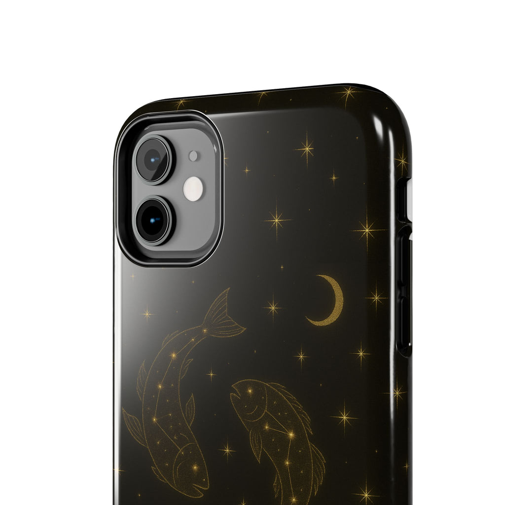 Pisces Zodiac Tough Phone Case — Gold Koi Constellation Design