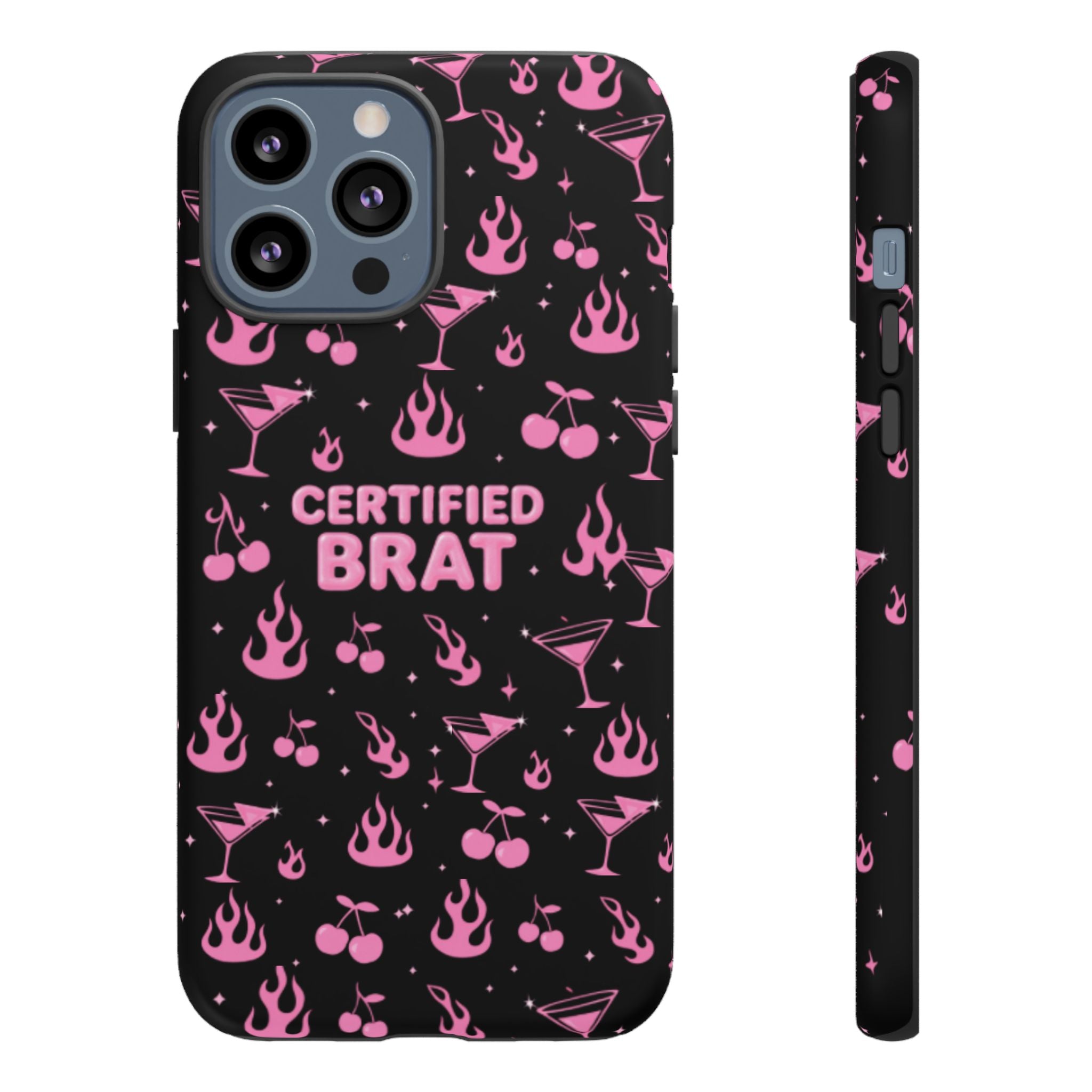 Black Certified Brat Pink Pattern Phone Case