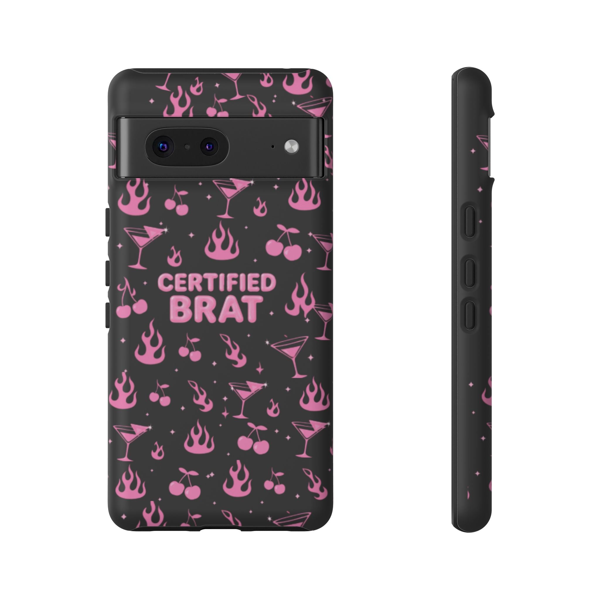 Black Certified Brat Pink Pattern Phone Case