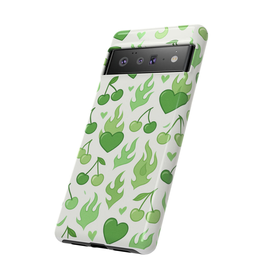 Green Flame Hearts Phone Case