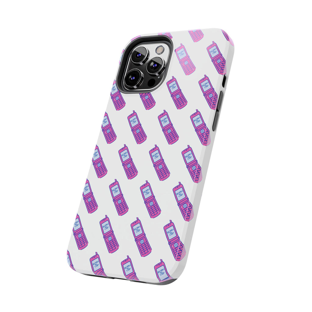 Retro Purple Born to Yap Flip Phone Phone Case | 90s Pattern, Cute Tech Design