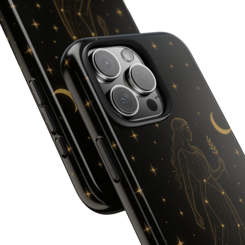 Virgo Tough Phone Case — Gold Constellation Zodiac Design