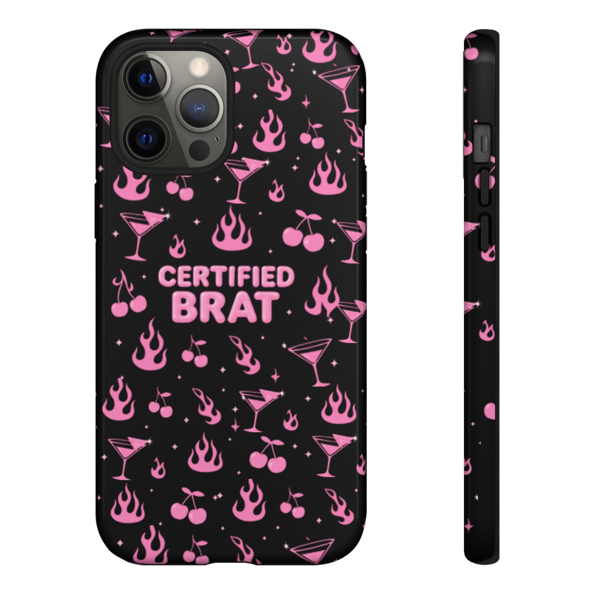 Black Certified Brat Pink Pattern Phone Case