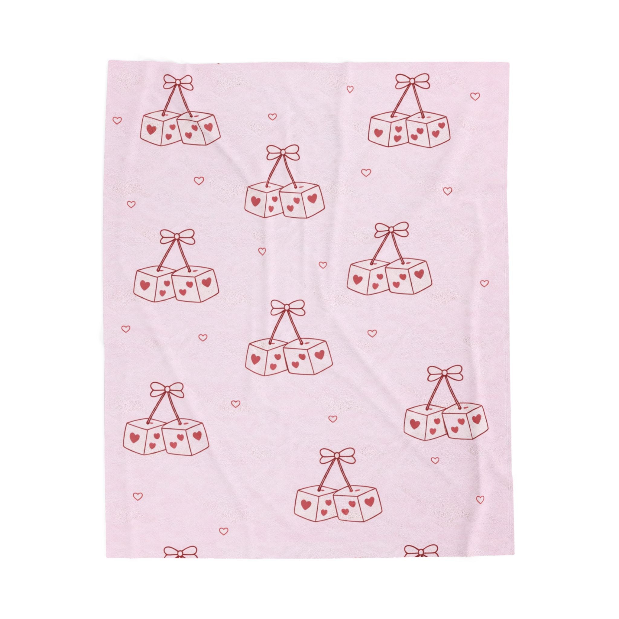 Heart Cherry Dice Plush Blanket