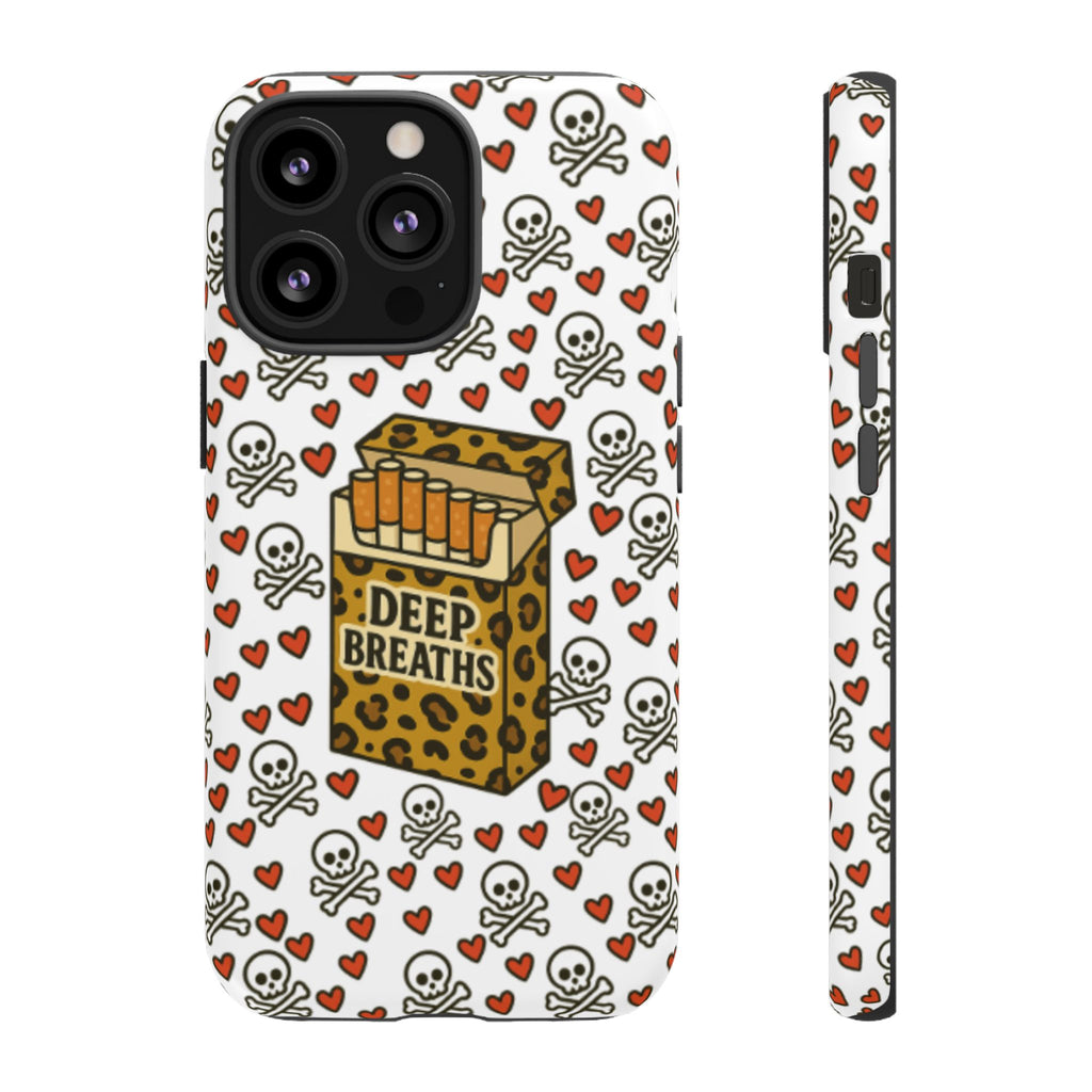 'Deep Breaths' Cigs & Skulls Phone Case