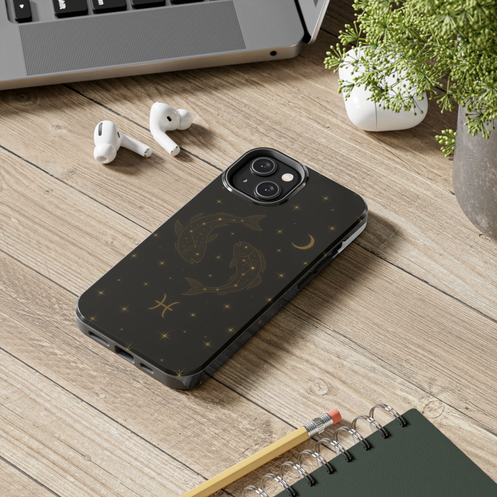Pisces Zodiac Tough Phone Case — Gold Koi Constellation Design