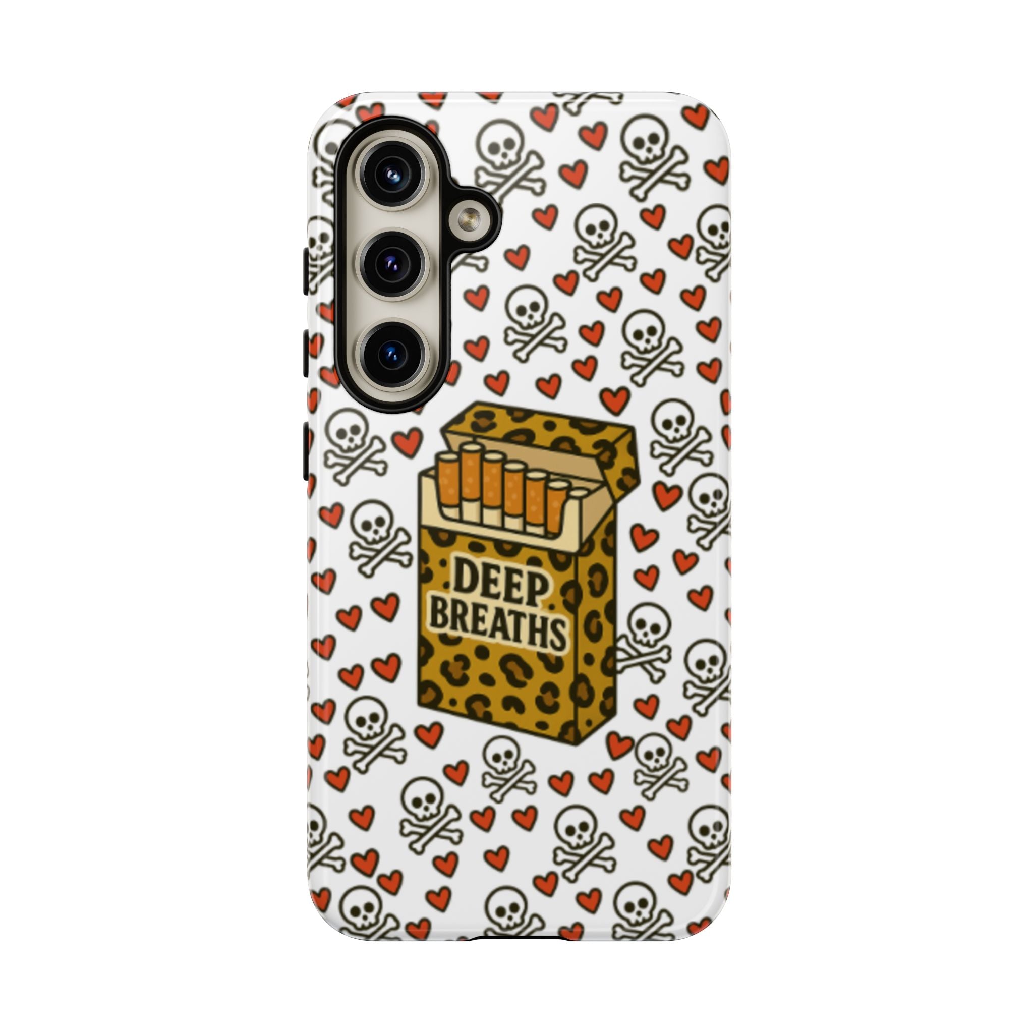 'Deep Breaths' Cigs & Skulls Phone Case