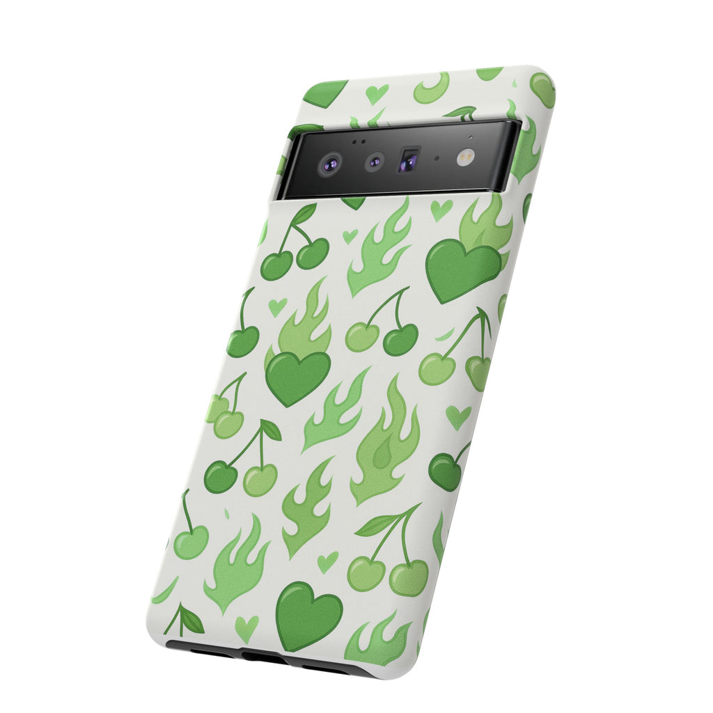 Green Flame Hearts Phone Case
