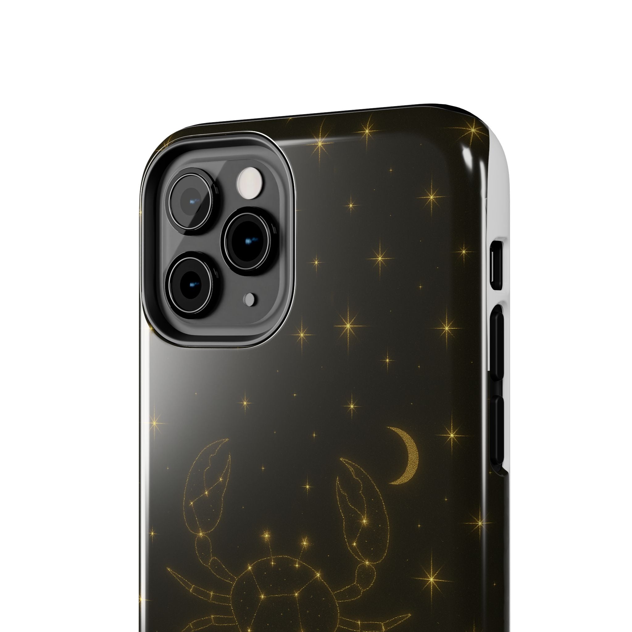 Cancer Zodiac Tough Phone Case — Gold Constellation Crab with Crescent Moon