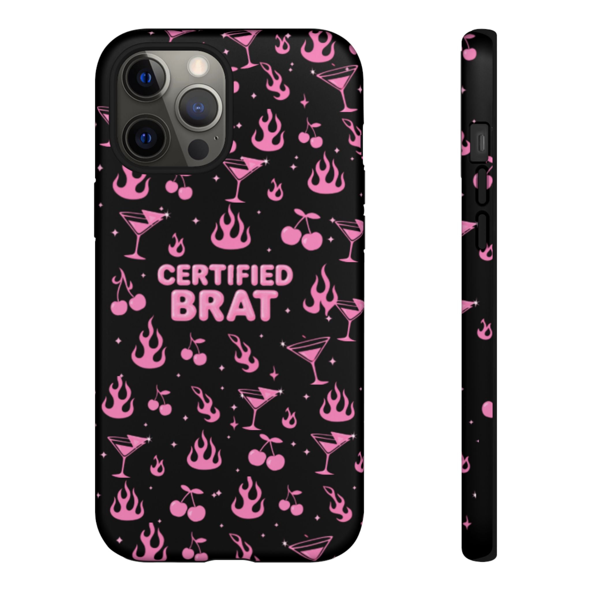 Black Certified Brat Pink Pattern Phone Case