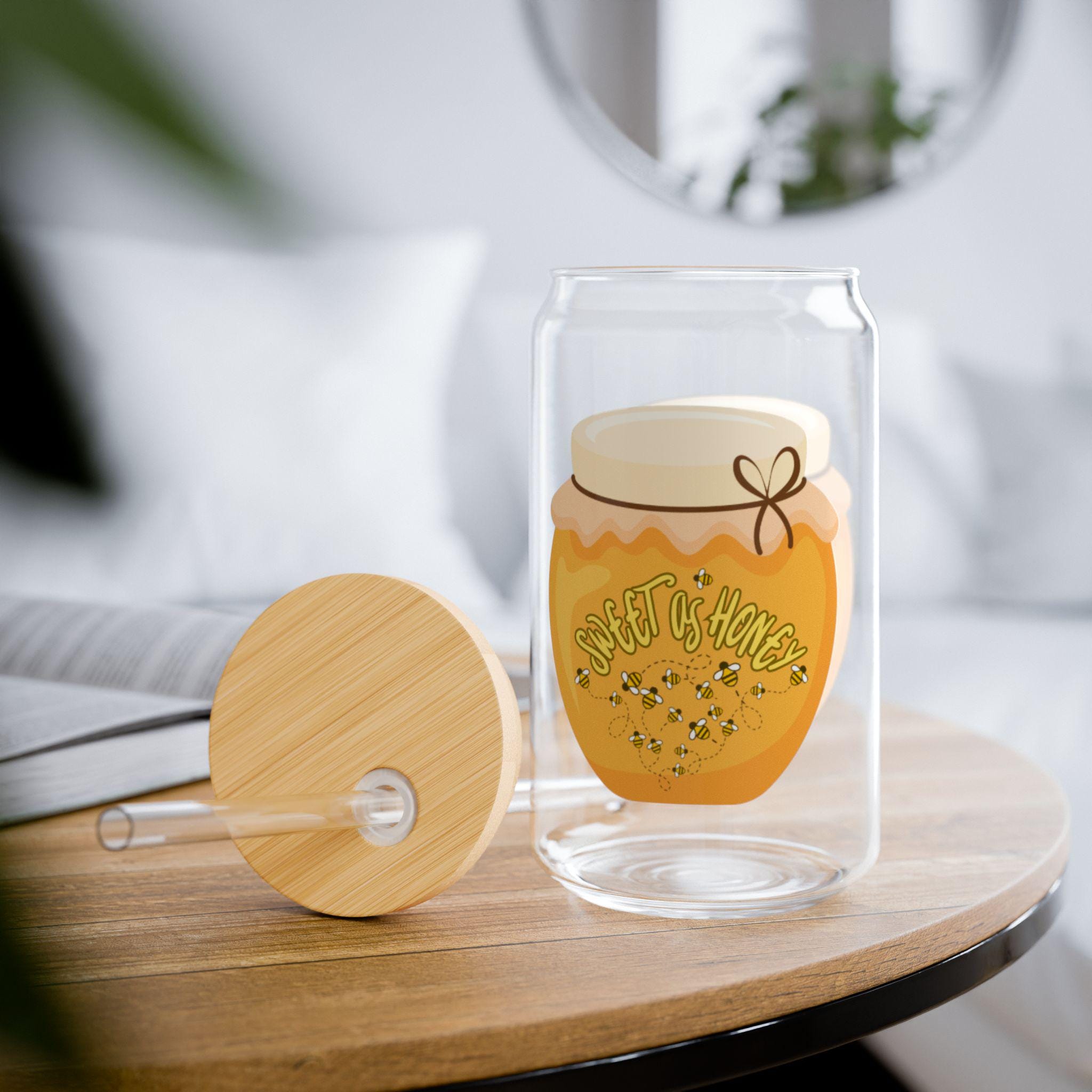 Honey Jar Illustration Sipper Glass | 16oz Straw Tumbler