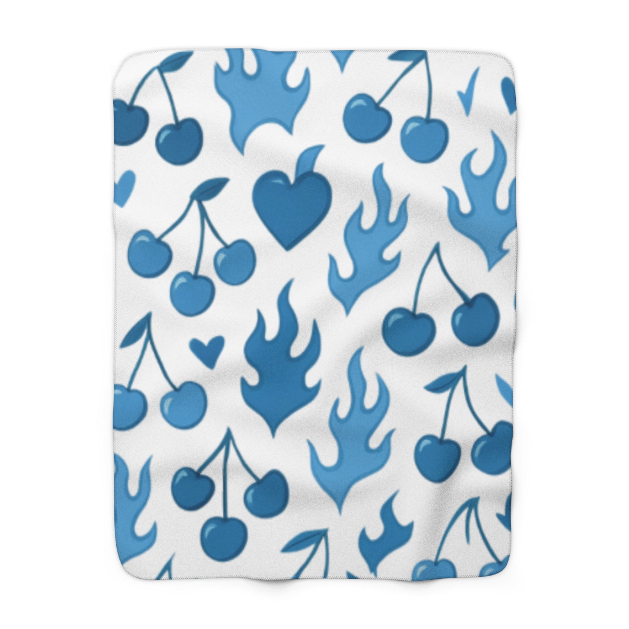 Blue Flaming Heart Sherpa Blanket