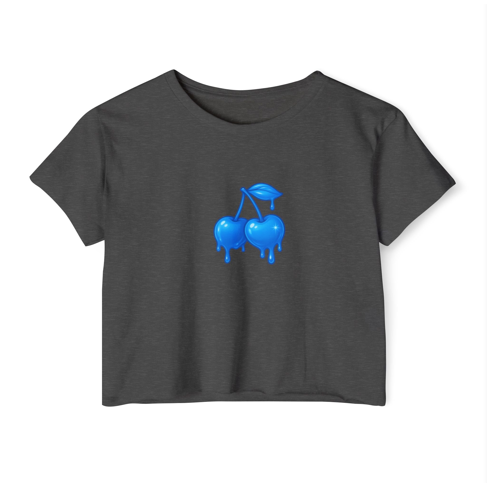 Blue Drip Cherries Crop Top