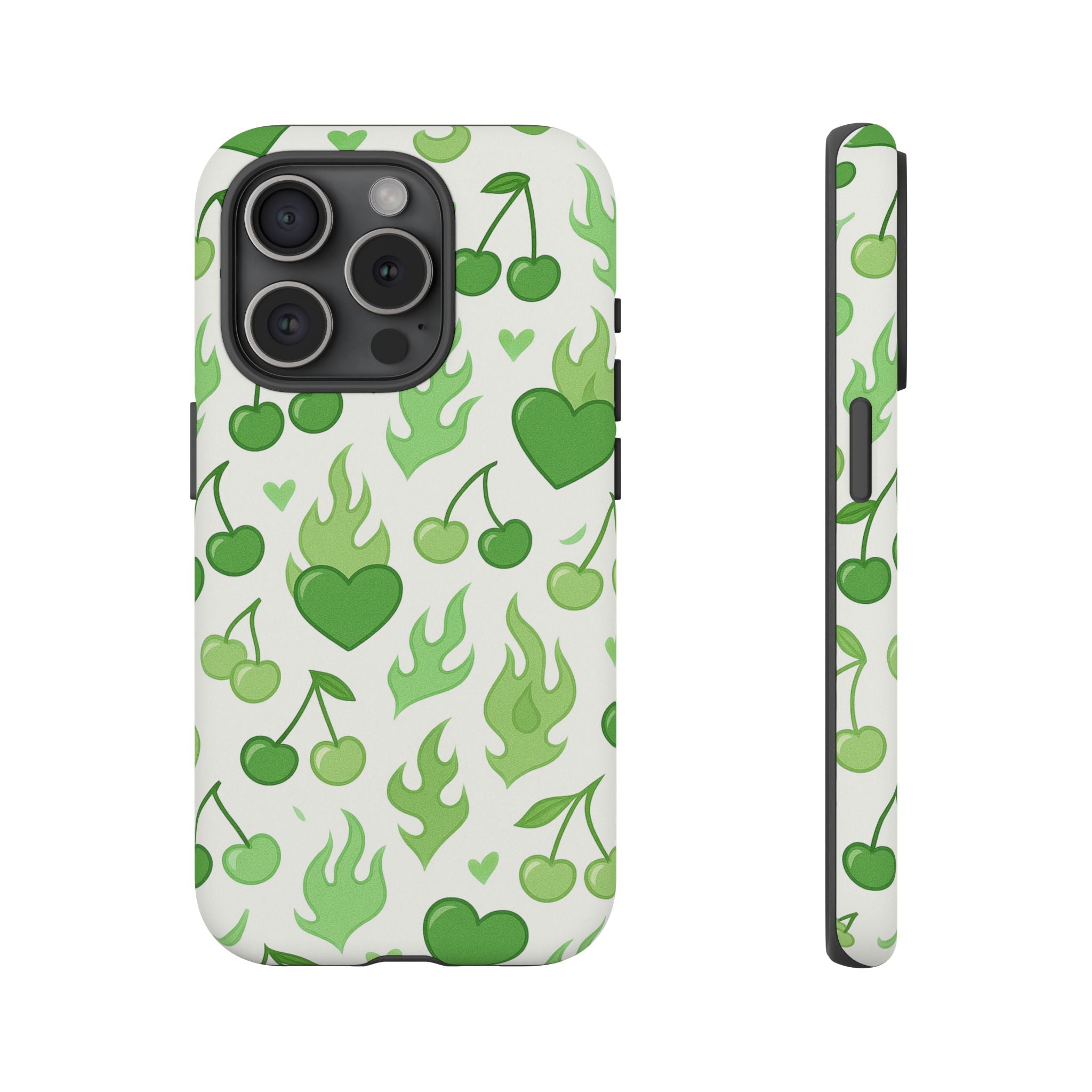 Green Flame Hearts Phone Case