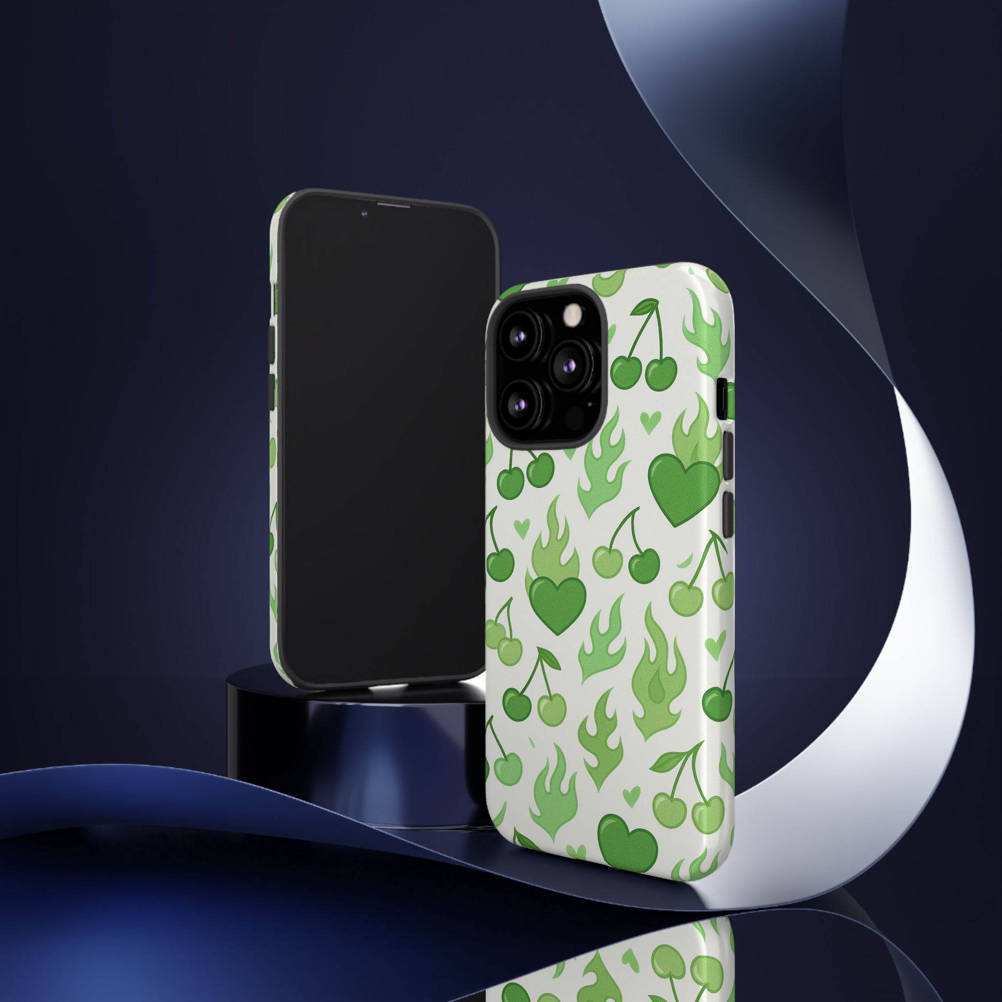 Green Flame Hearts Phone Case