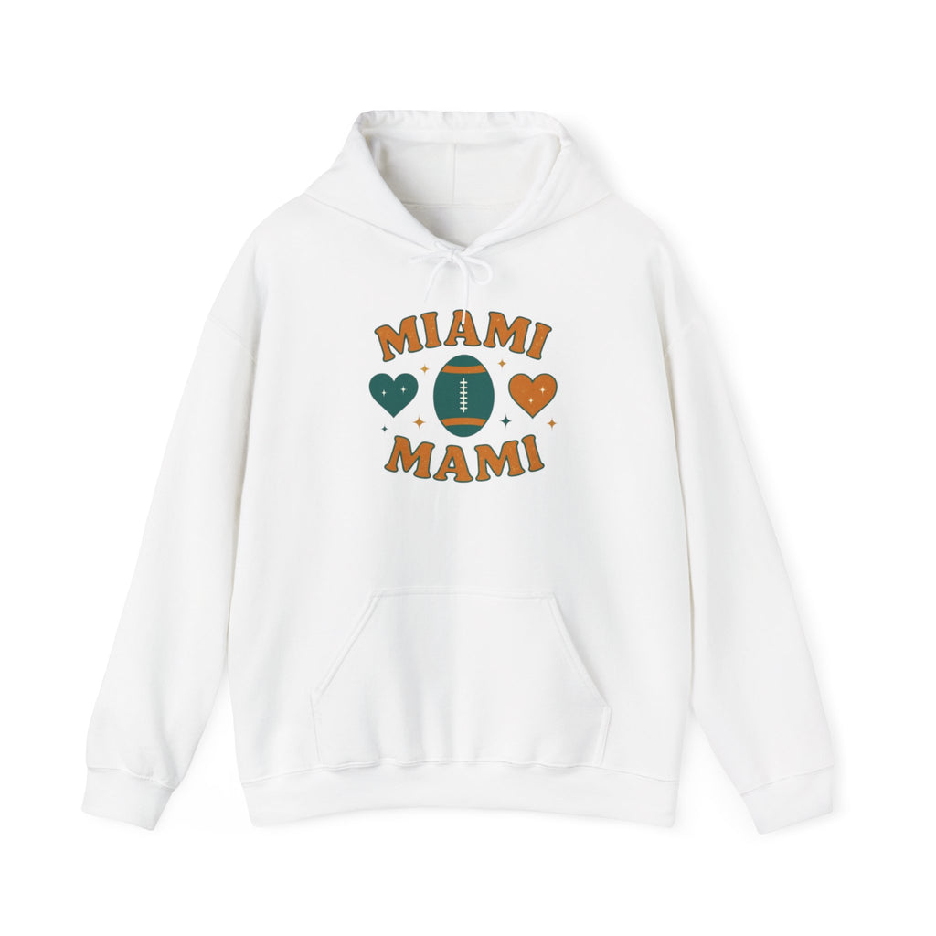 Miami Mami Football Hoodie — Retro Heart Game Day Sweatshirt