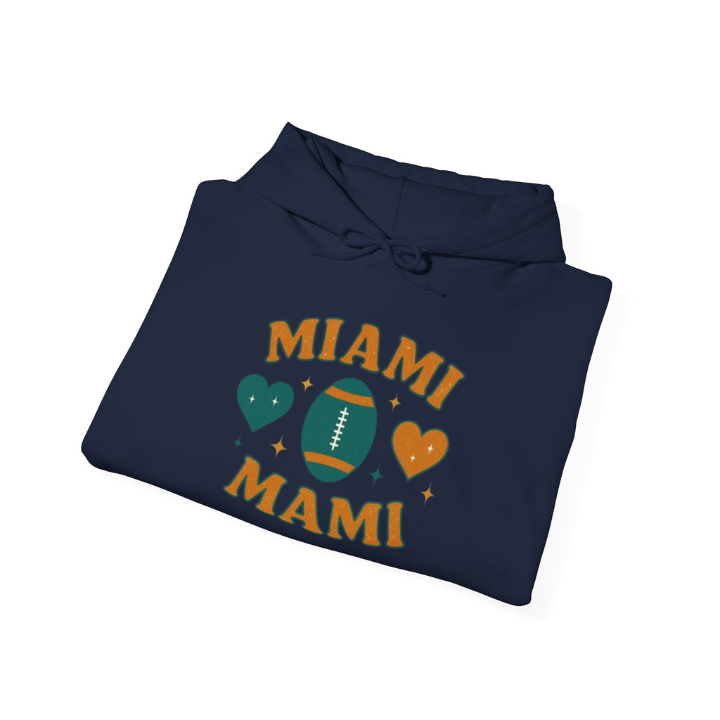 Miami Mami Football Hoodie — Retro Heart Game Day Sweatshirt
