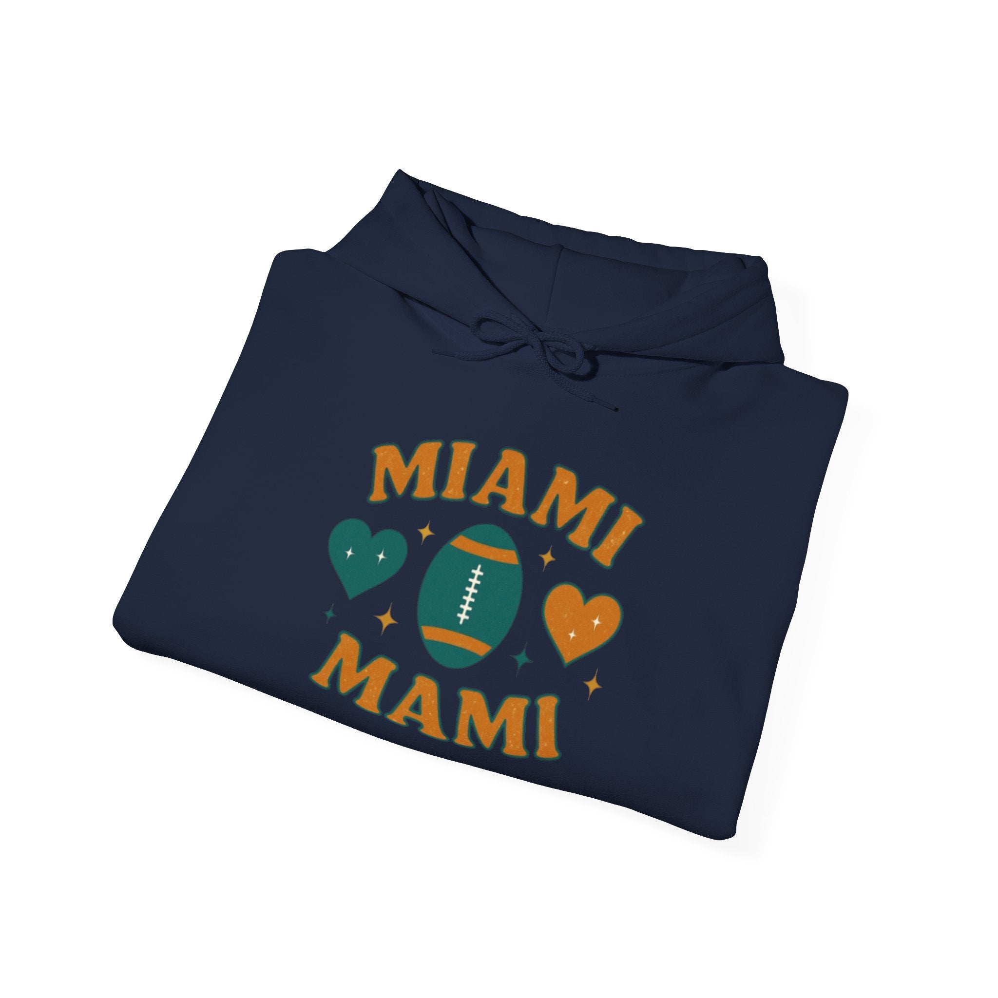 Miami Mami Football Hoodie — Retro Heart Game Day Sweatshirt