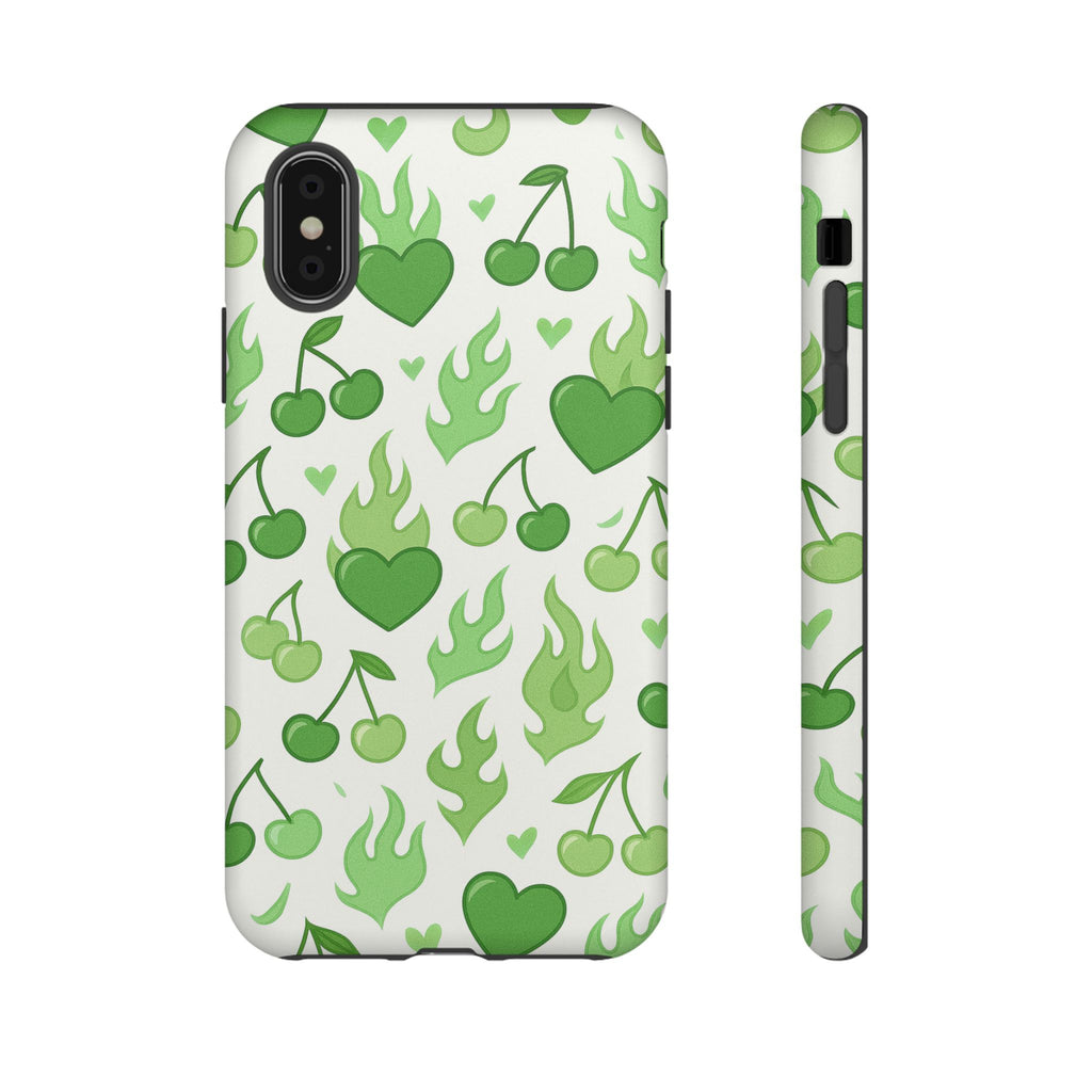 Green Flame Hearts Phone Case
