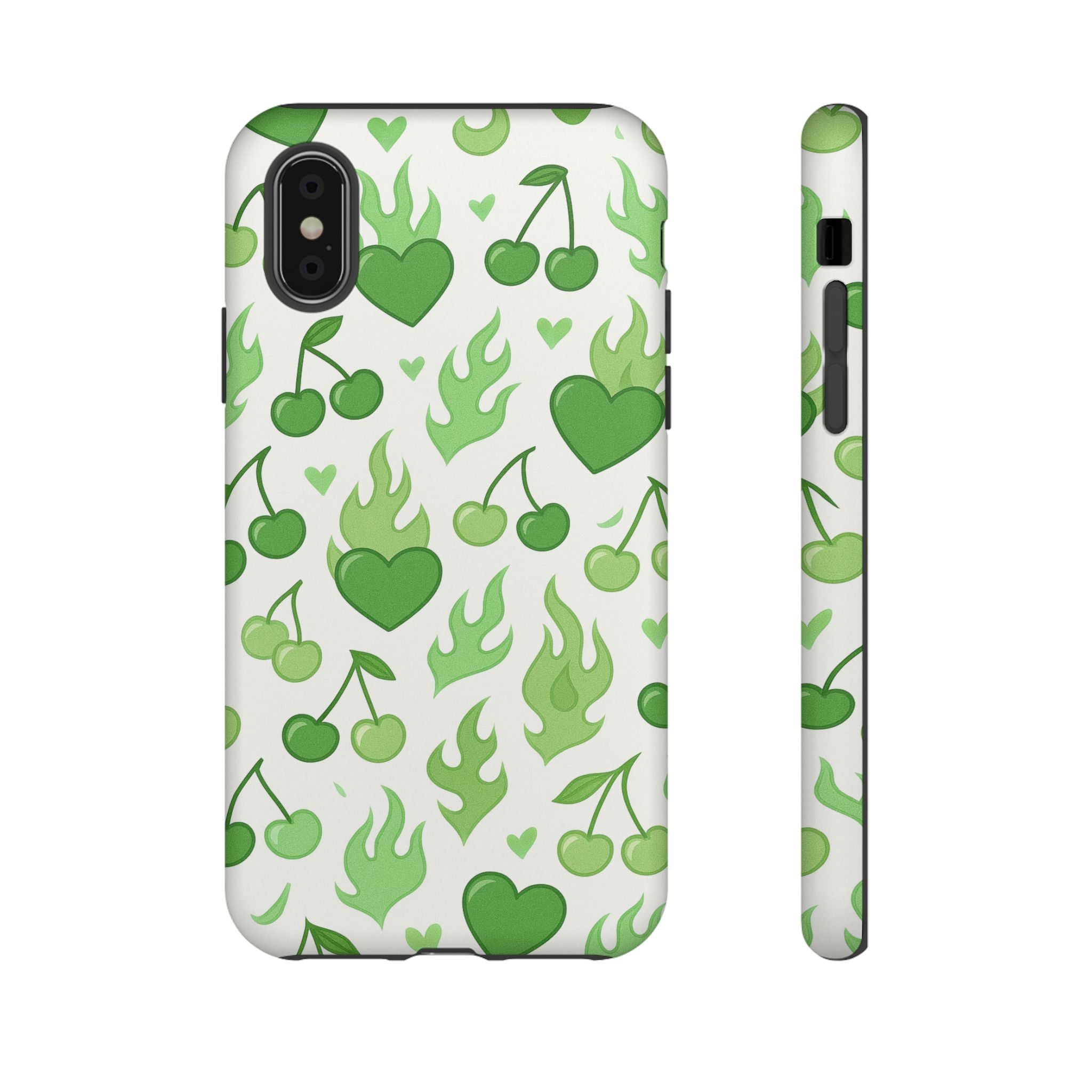 Green Flame Hearts Phone Case