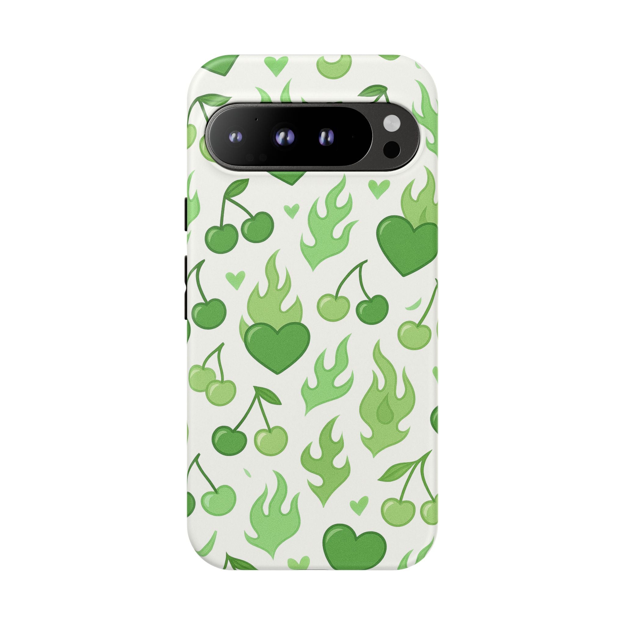 Green Flame Hearts Phone Case