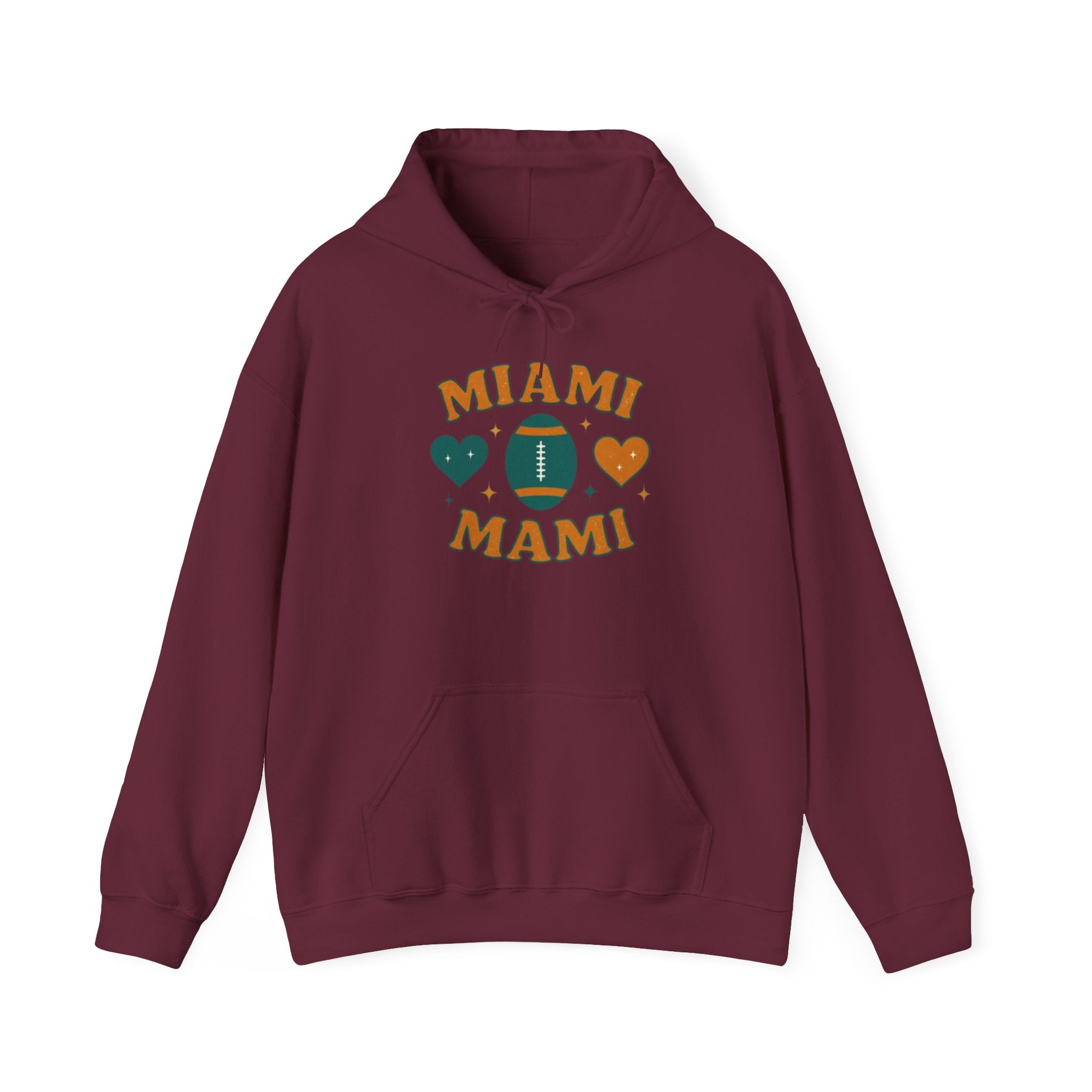 Miami Mami Football Hoodie — Retro Heart Game Day Sweatshirt
