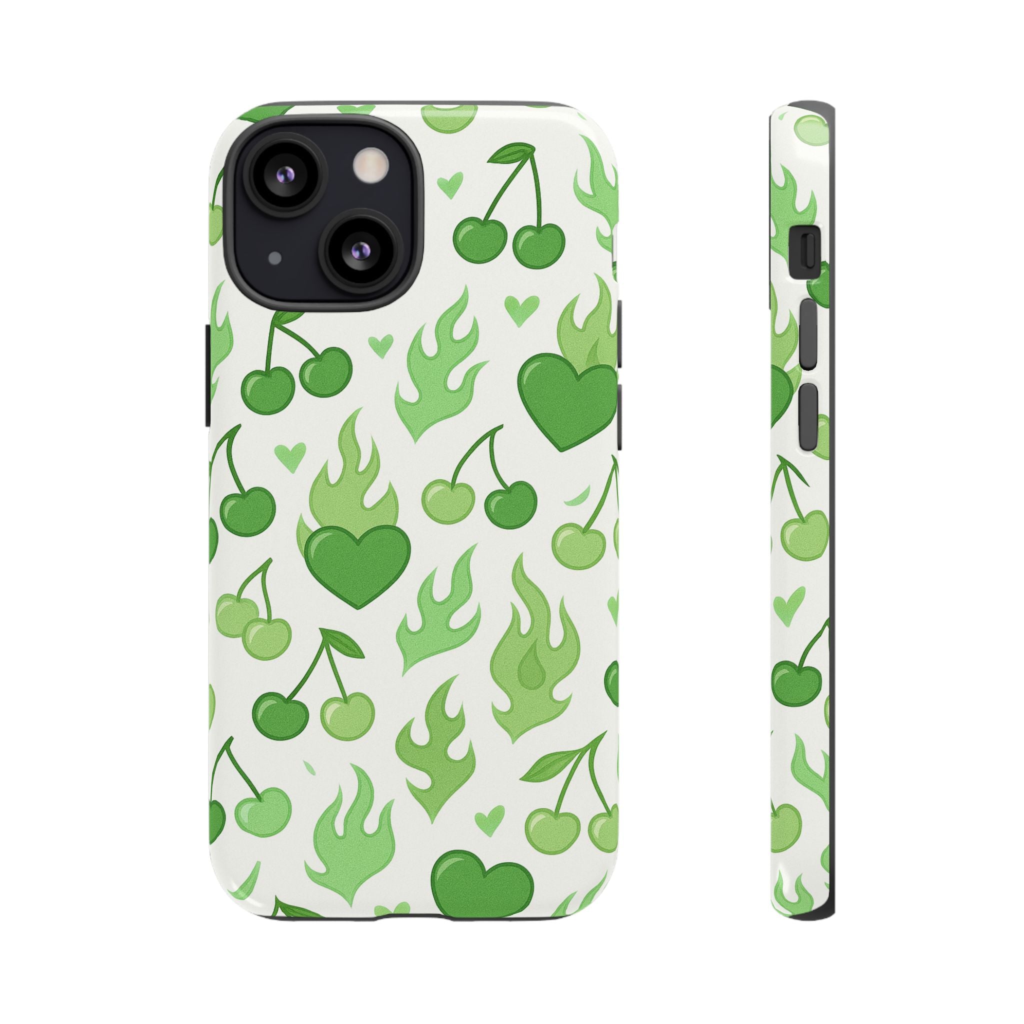 Green Flame Hearts Phone Case