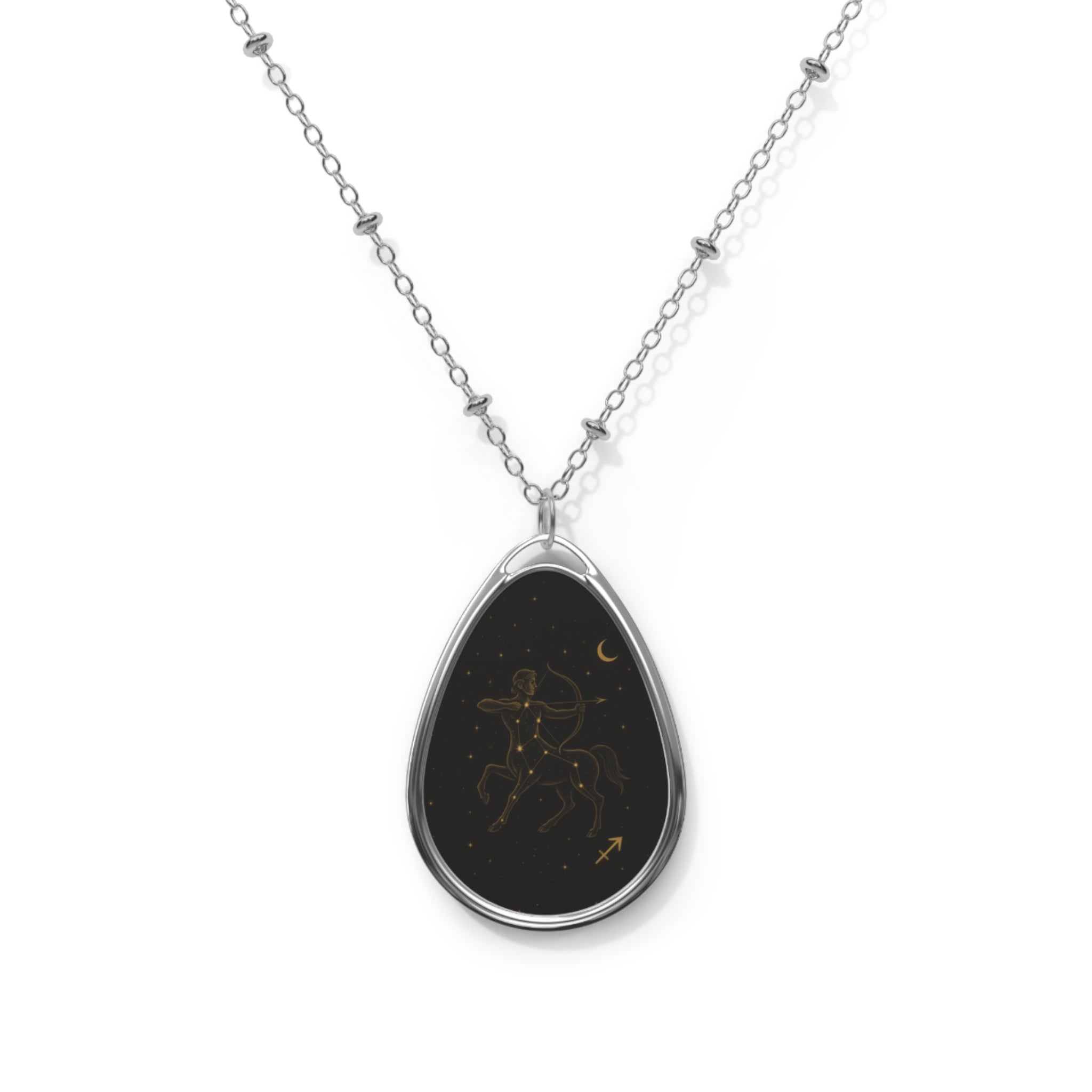 Sagittarius Constellation Oval Necklace — Zodiac Star Sign Jewelry