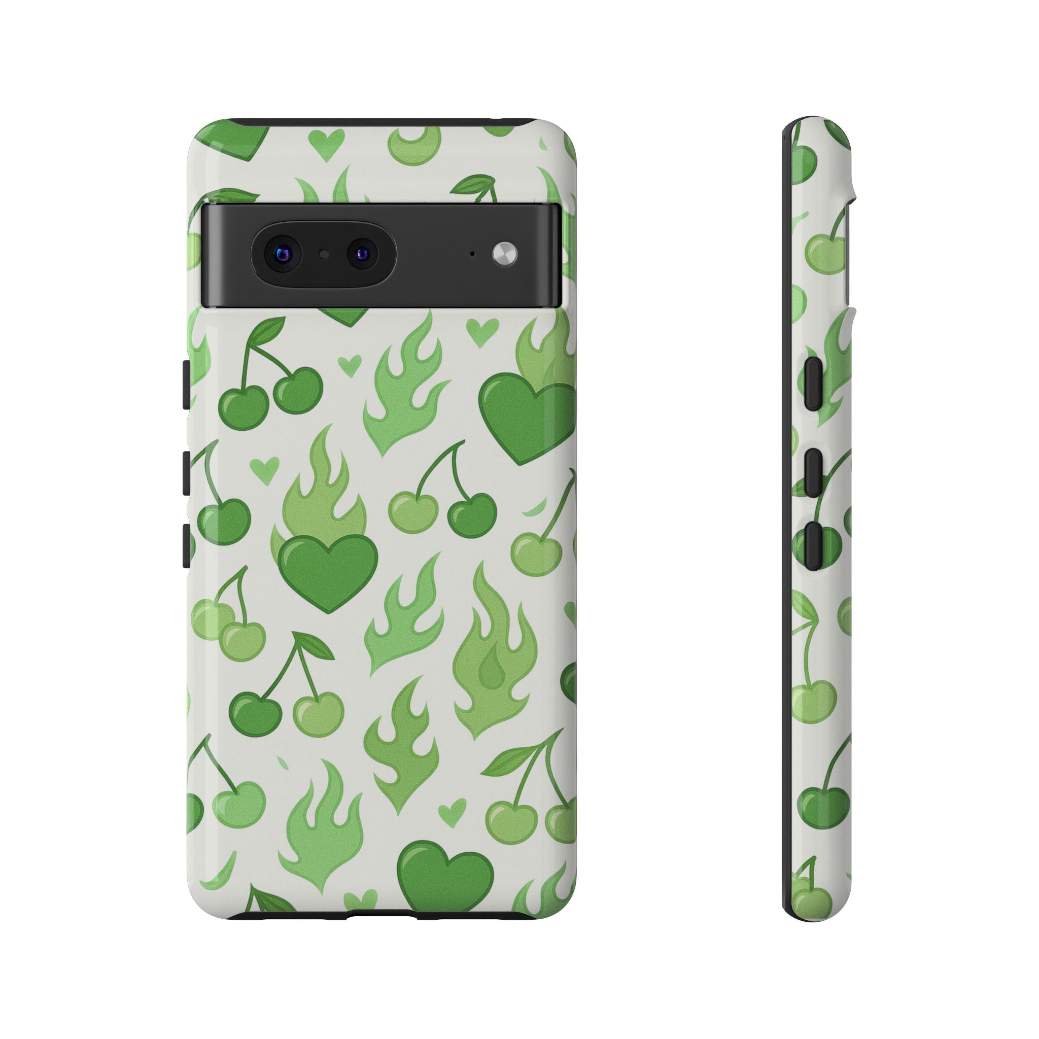 Green Flame Hearts Phone Case