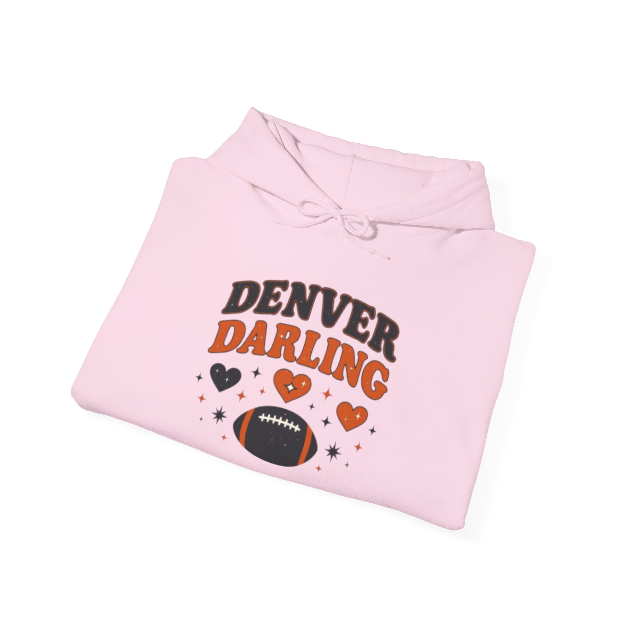 Denver Darling Hoodie — Cute Football Fan Pullover with Hearts