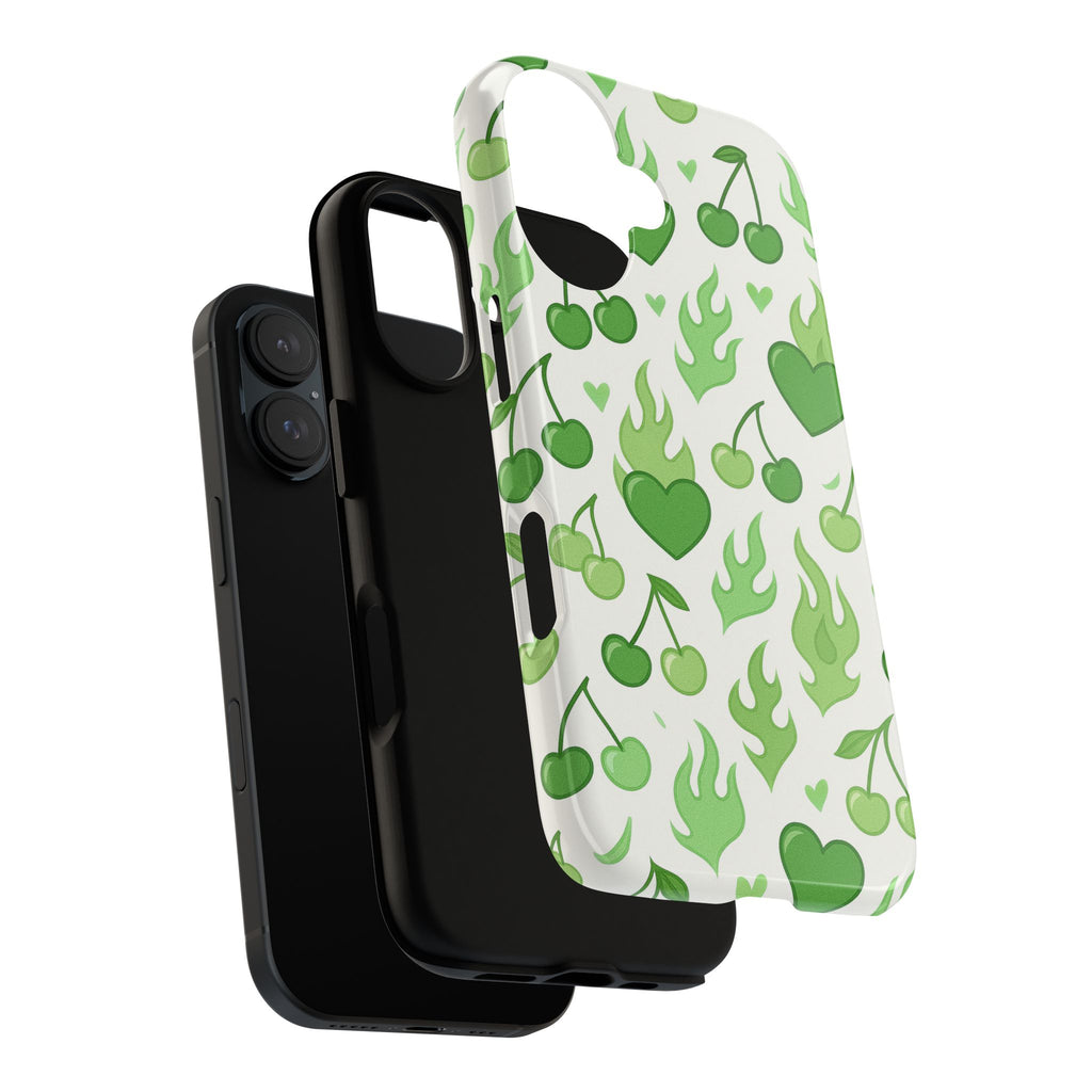 Green Flame Hearts Phone Case