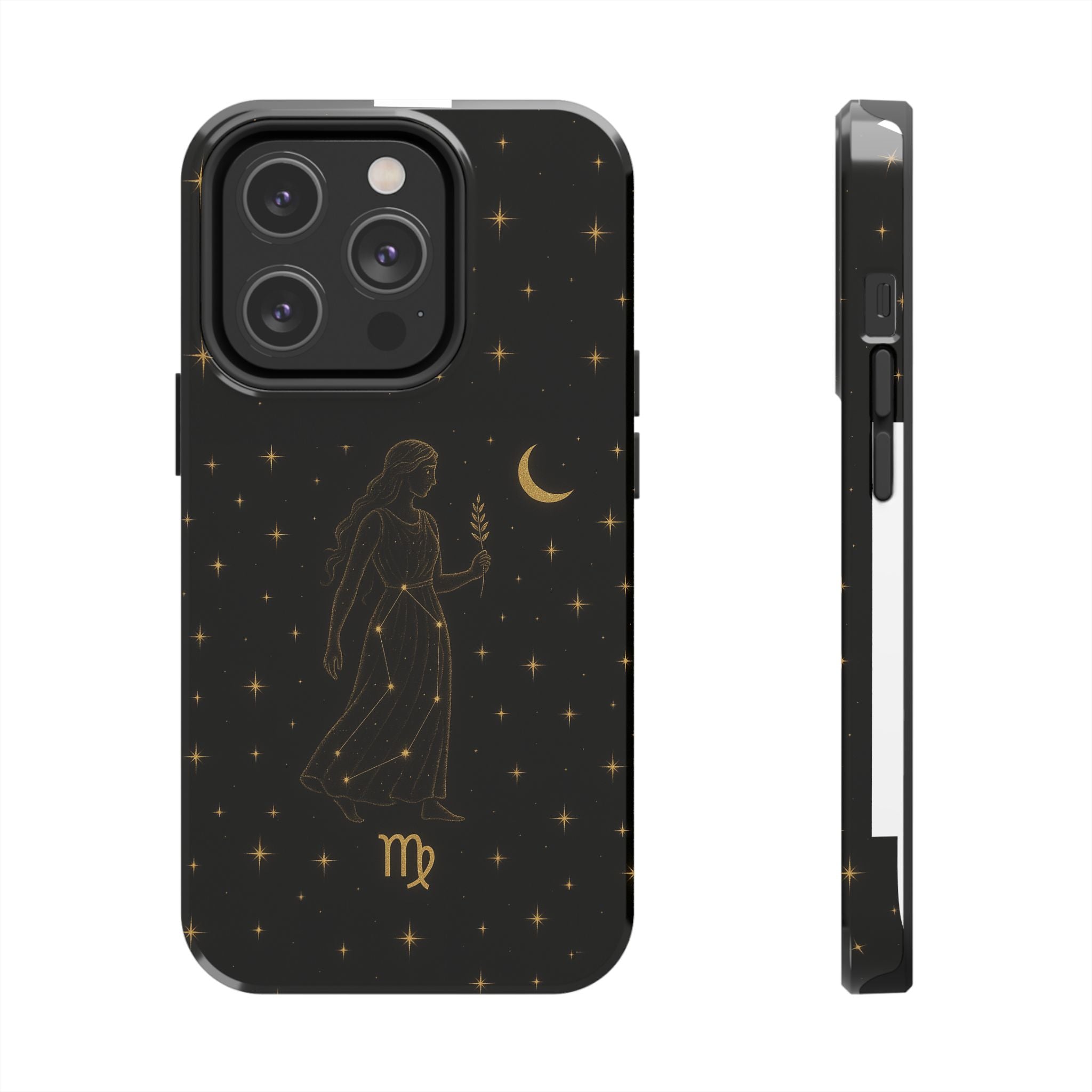 Virgo Tough Phone Case — Gold Constellation Zodiac Design
