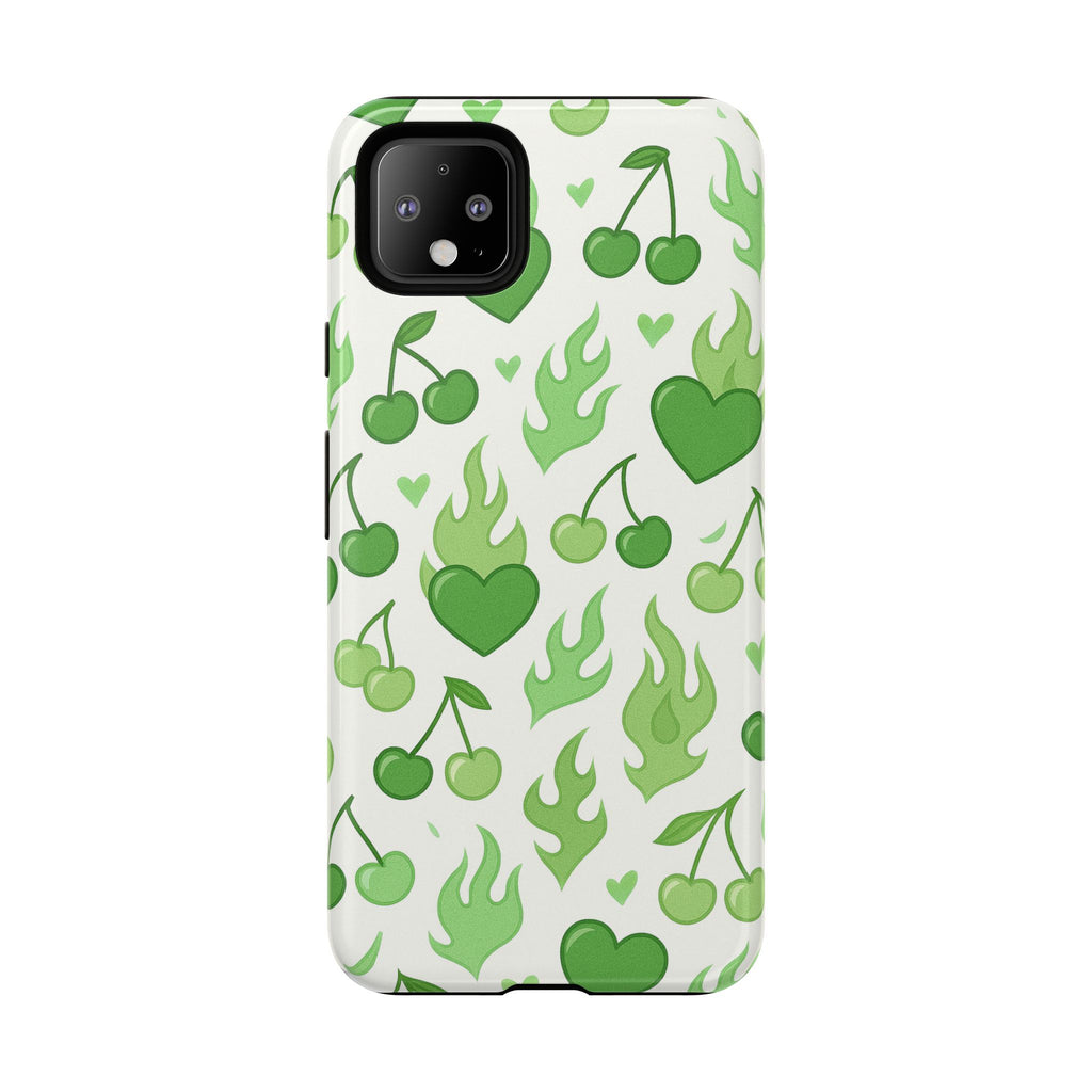 Green Flame Hearts Phone Case