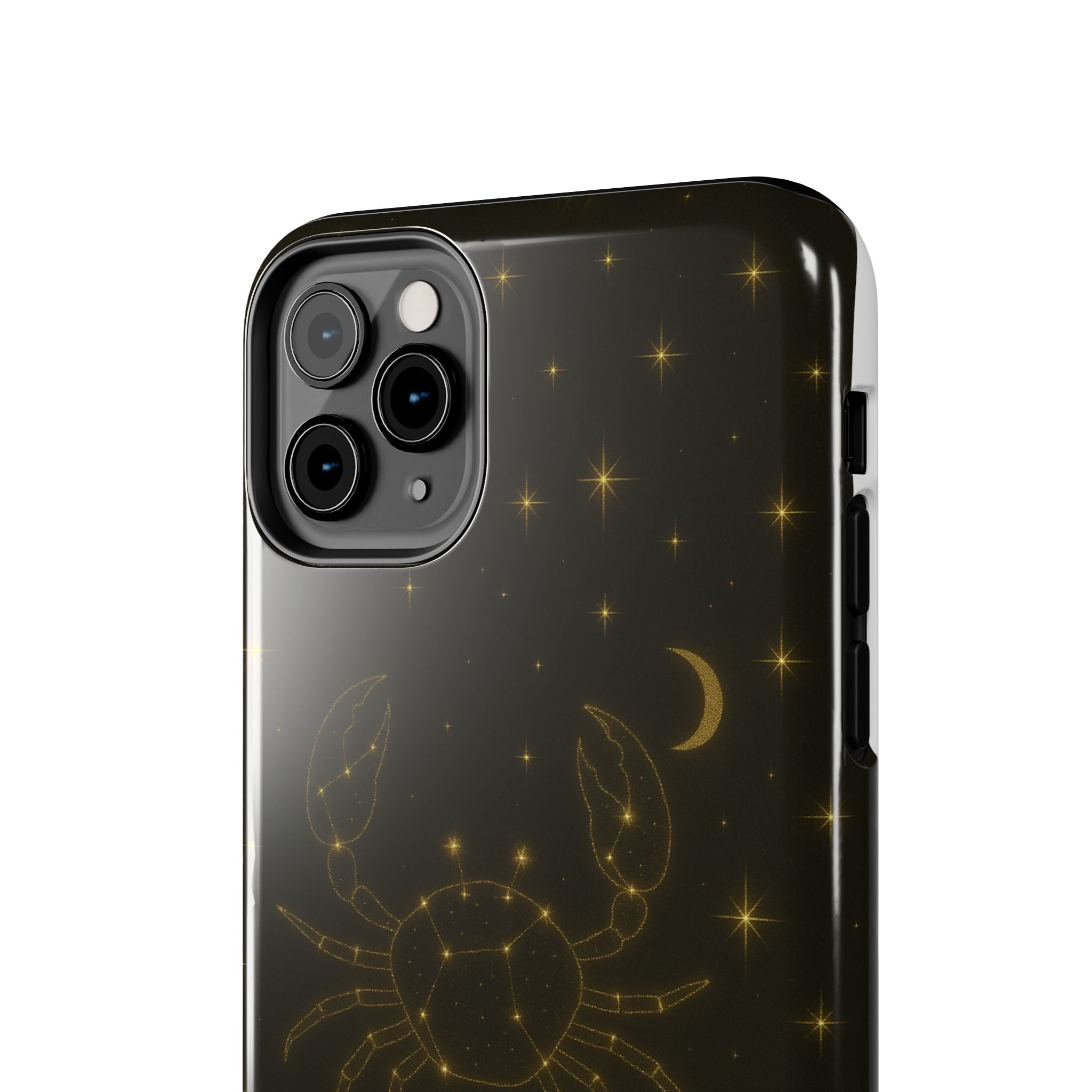 Cancer Zodiac Tough Phone Case — Gold Constellation Crab with Crescent Moon